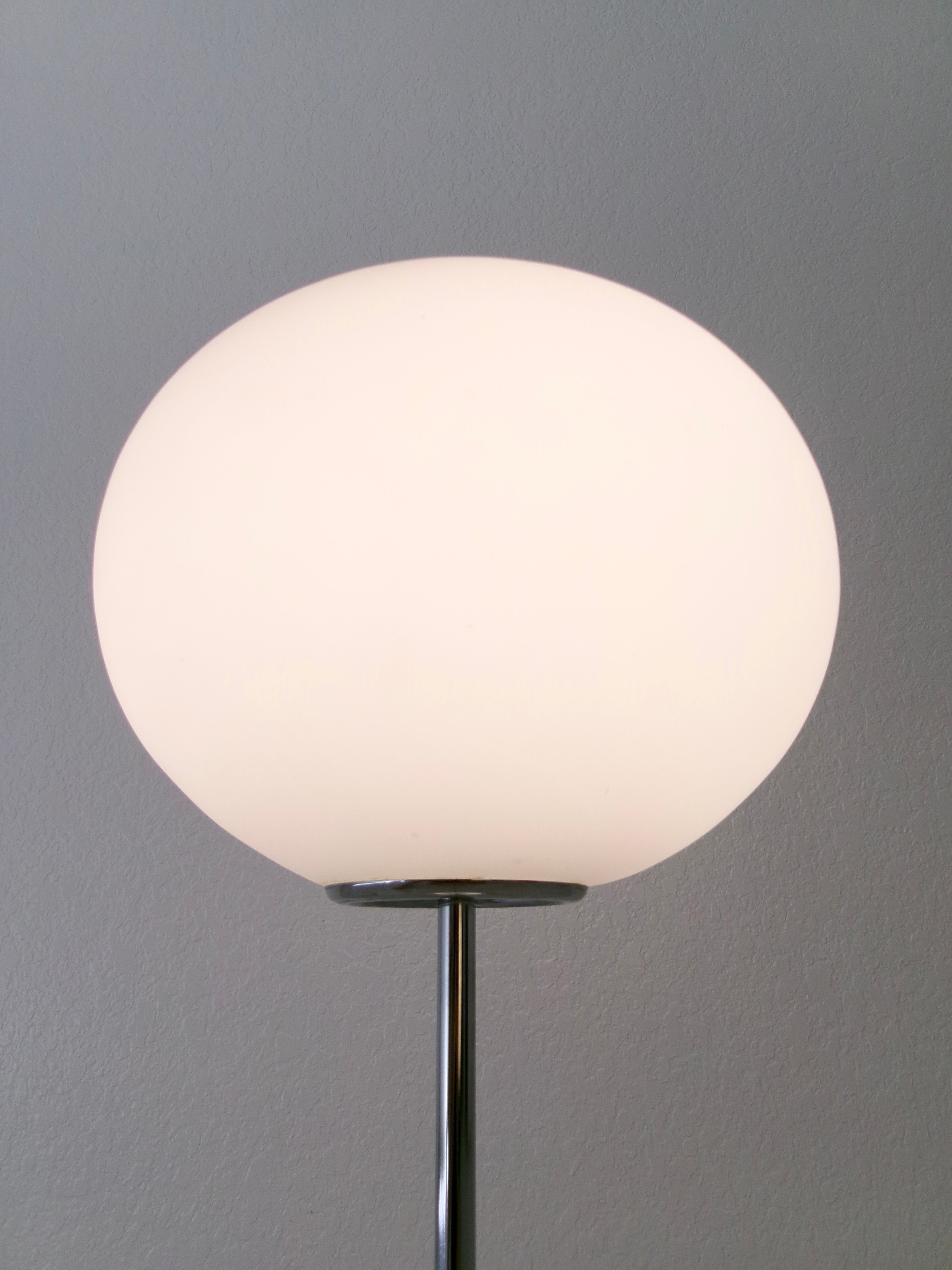 Vintage Frosted Glass and Chrome Globe Table Lamp