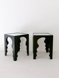 Postmodern Side Tables in Matte Black Finish with Mirrored Top