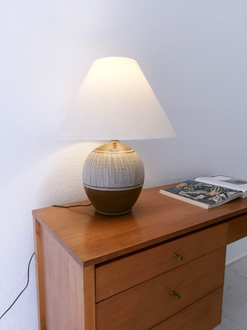 Italian Mid-Century Modern Hand Thrown Italian Studio Pottery Table Lamp.