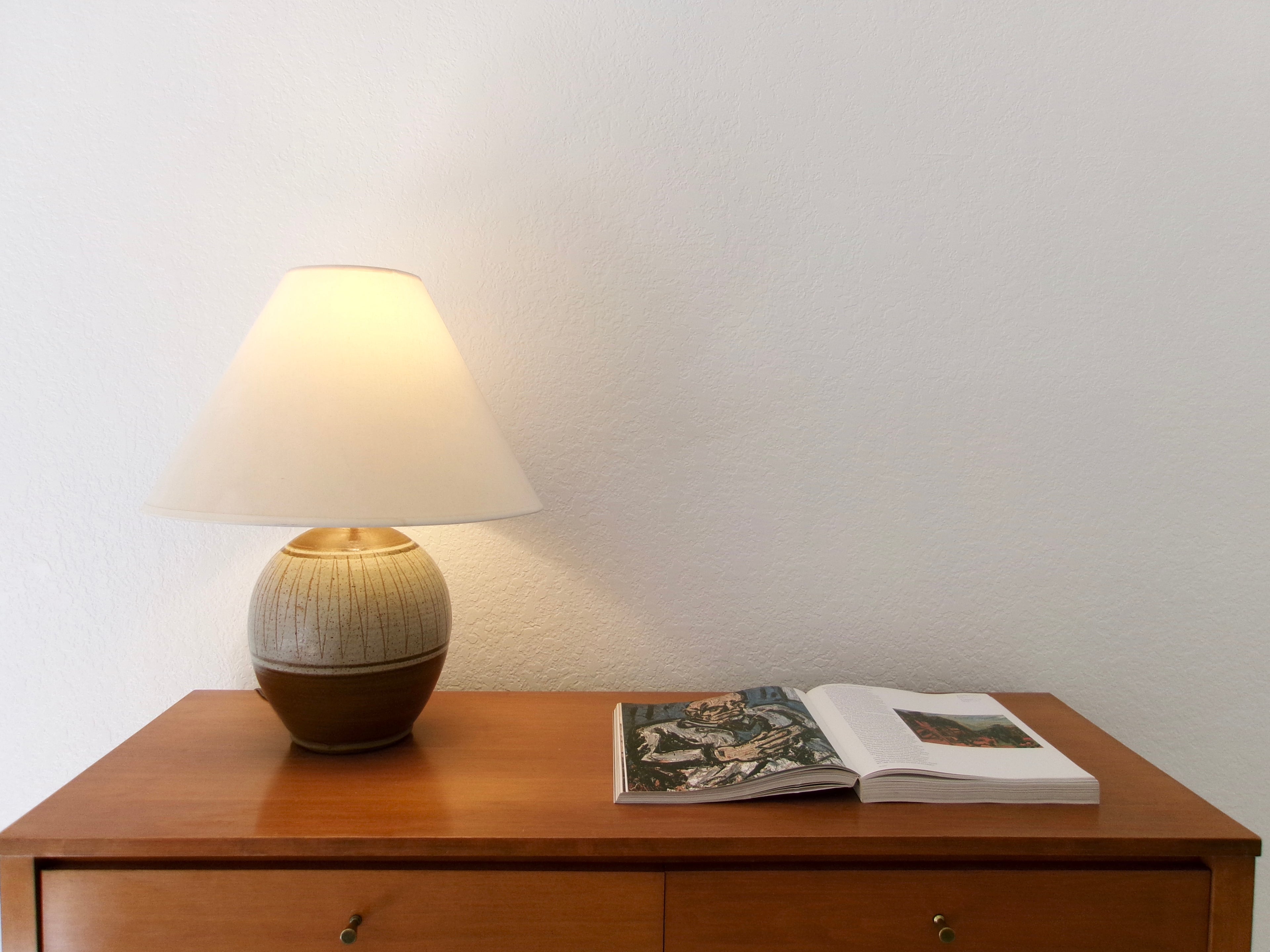 Italian Mid-Century Modern Hand Thrown Italian Studio Pottery Table Lamp.