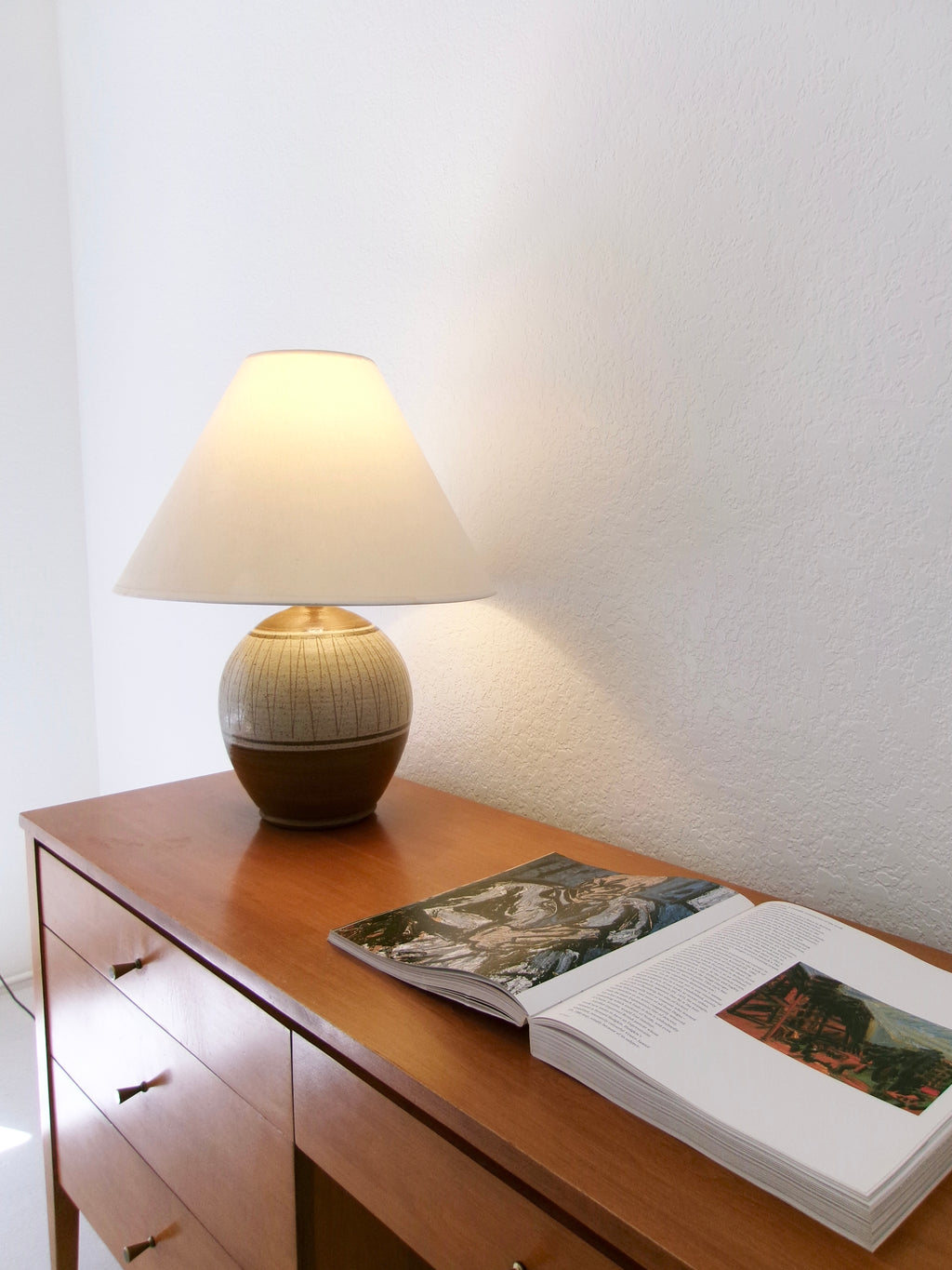 Italian Mid-Century Modern Hand Thrown Italian Studio Pottery Table Lamp.