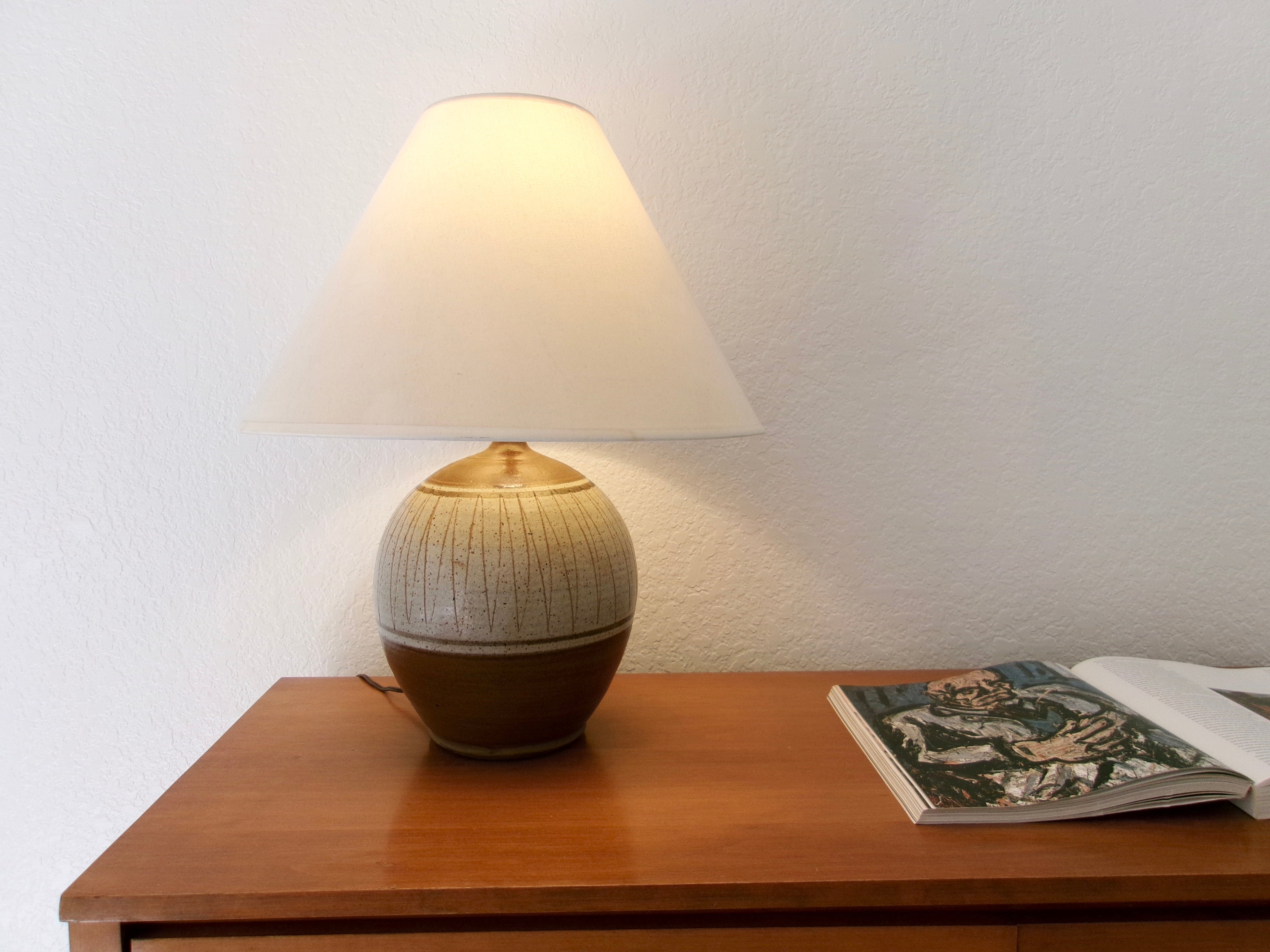 Italian Mid-Century Modern Hand Thrown Italian Studio Pottery Table Lamp.