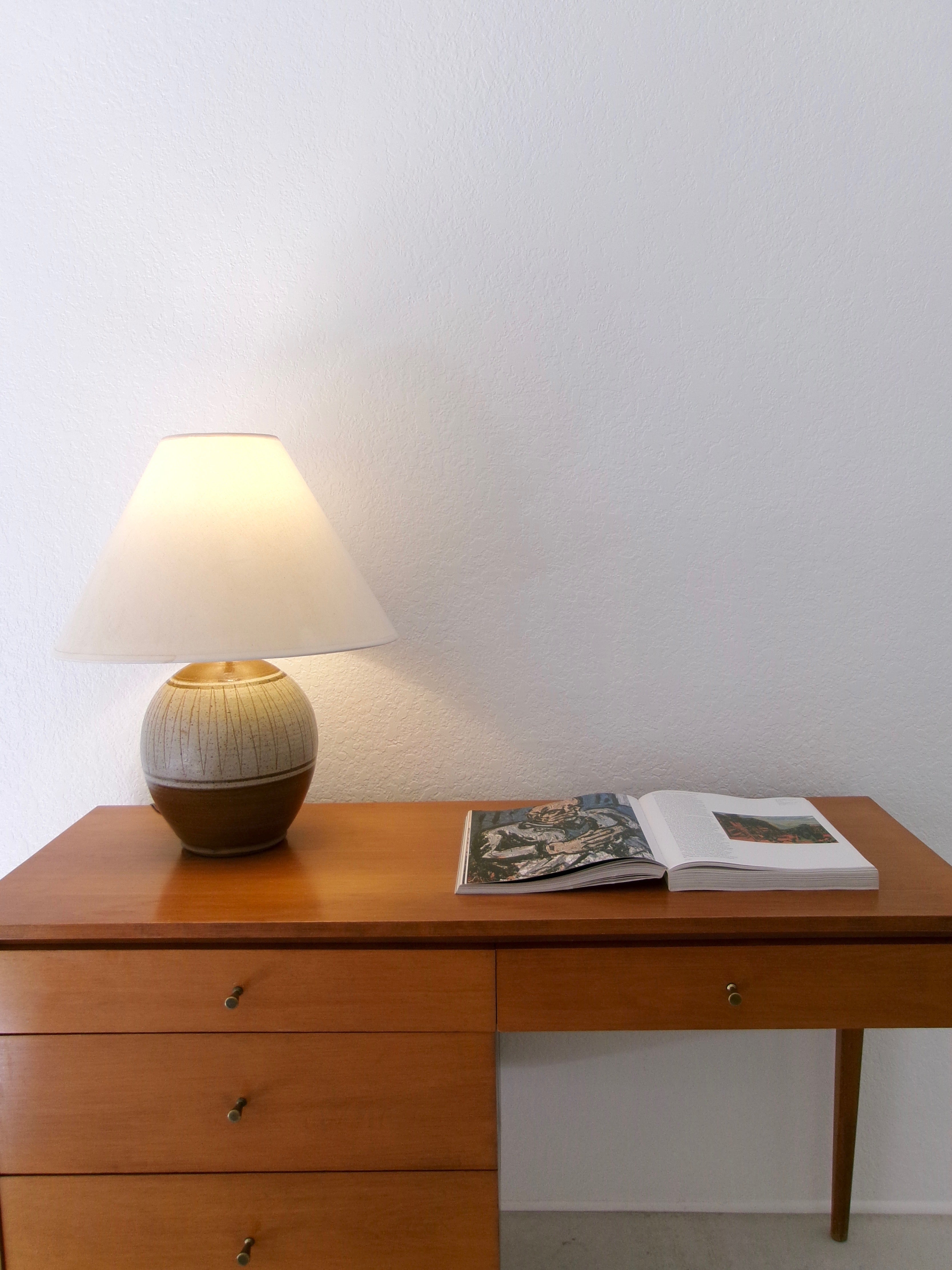 Vintage Paul McCobb Planner Group Desk Mid Century Modern Writing Desk Tobacco Finish Wood Desk