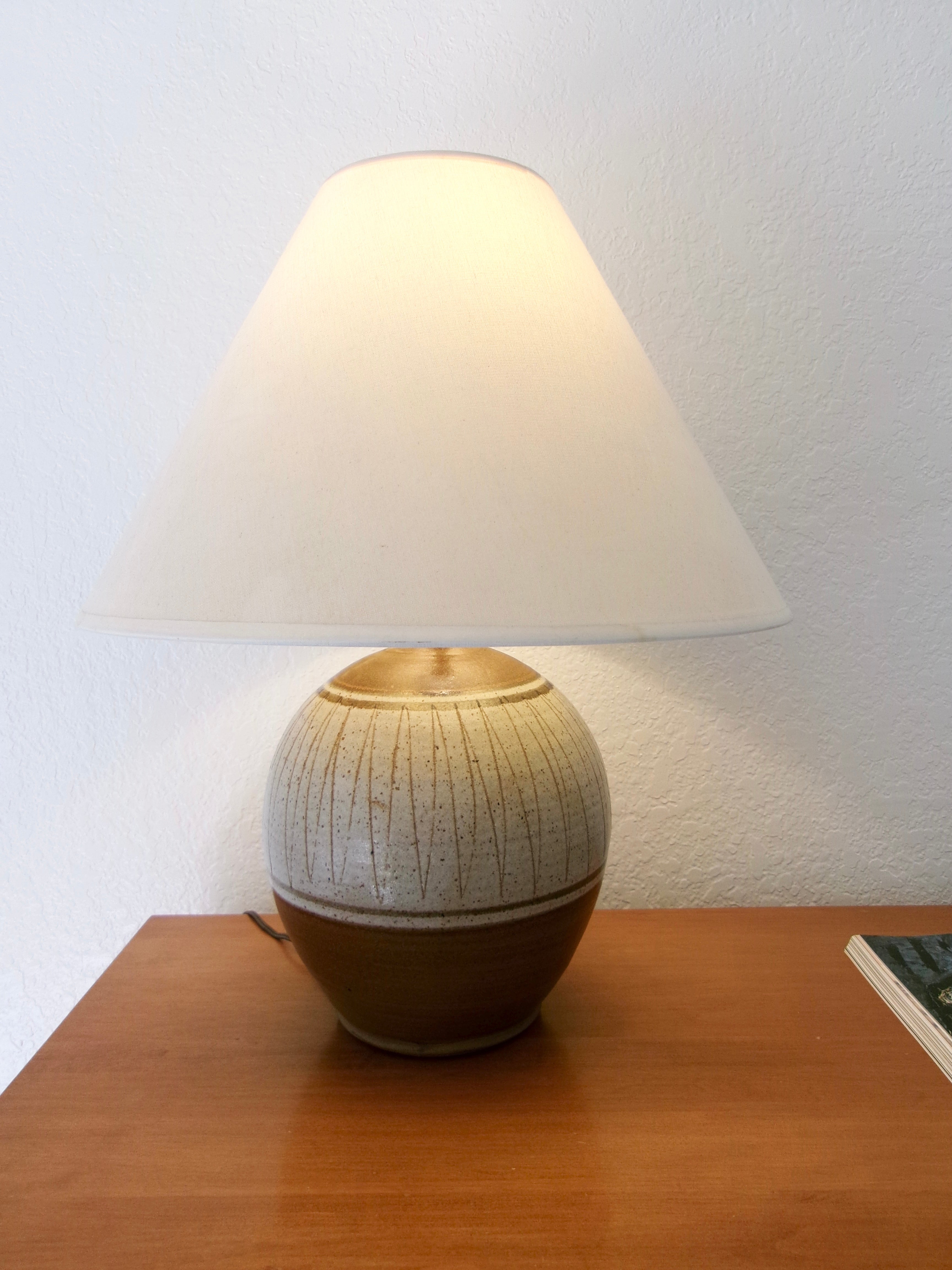 Italian Mid-Century Modern Hand Thrown Italian Studio Pottery Table Lamp.