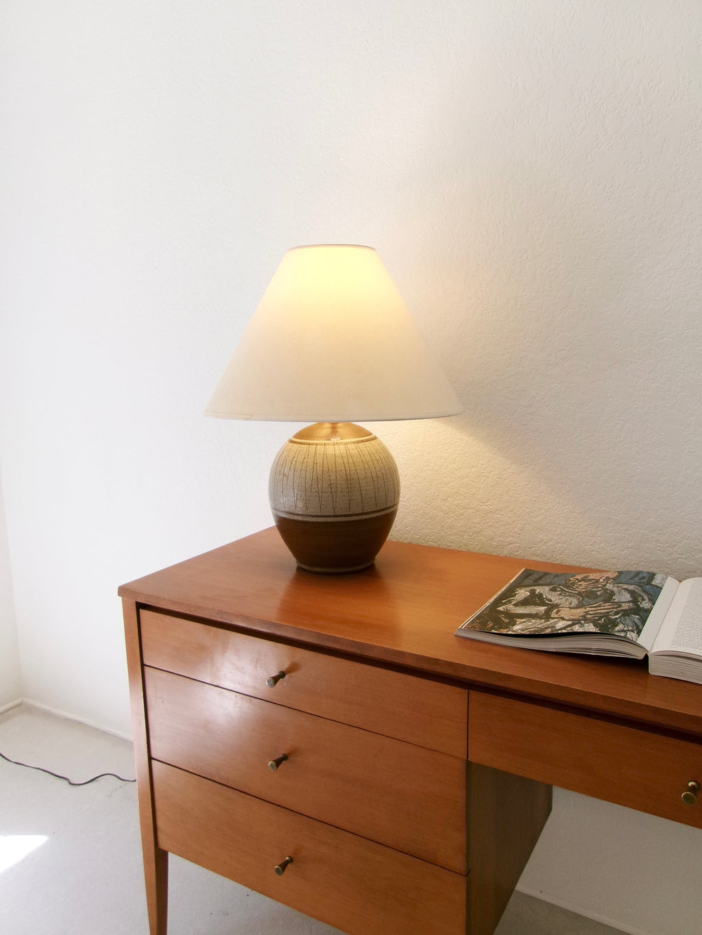 Italian Mid-Century Modern Hand Thrown Italian Studio Pottery Table Lamp.