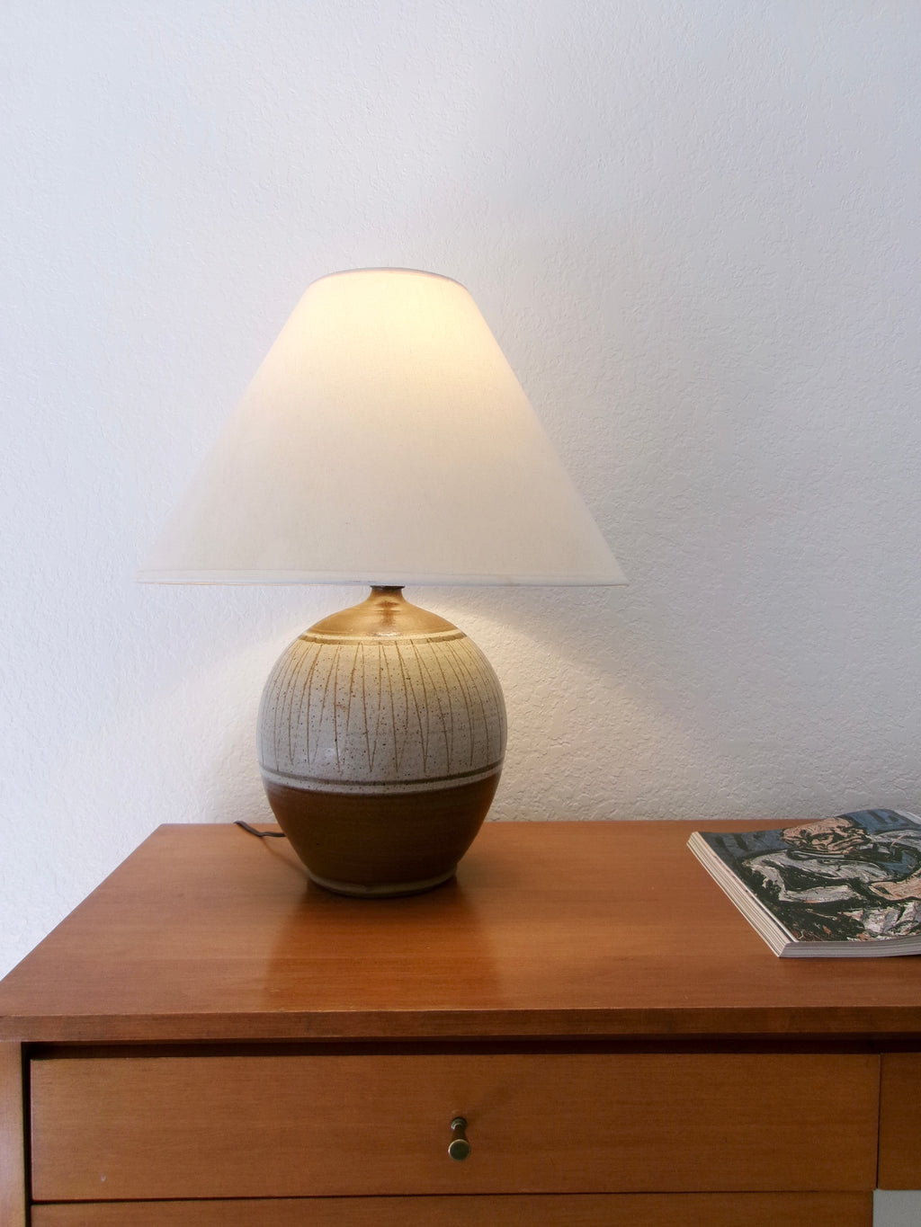 Italian Mid-Century Modern Hand Thrown Italian Studio Pottery Table Lamp.