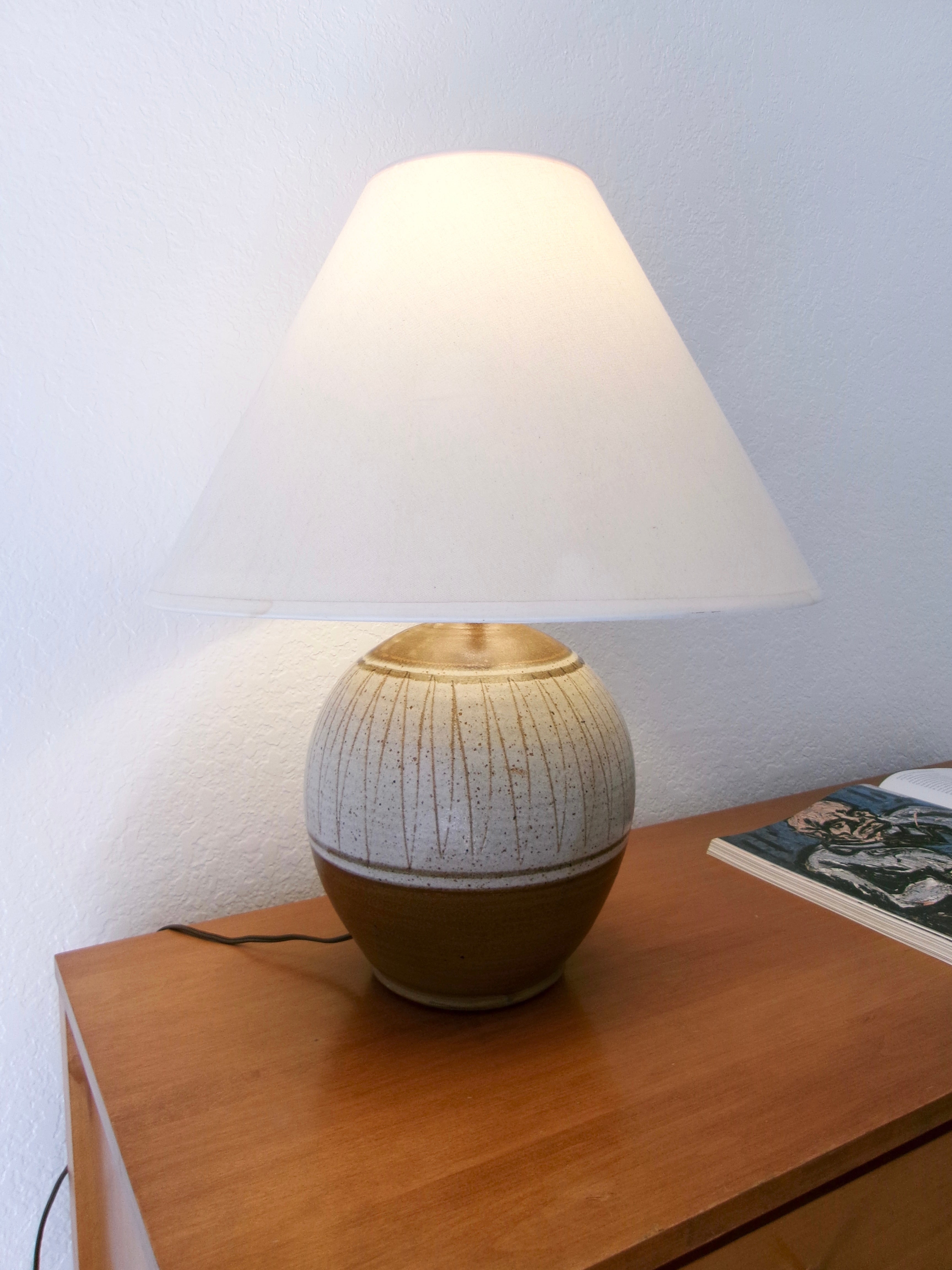 Italian Mid-Century Modern Hand Thrown Italian Studio Pottery Table Lamp.