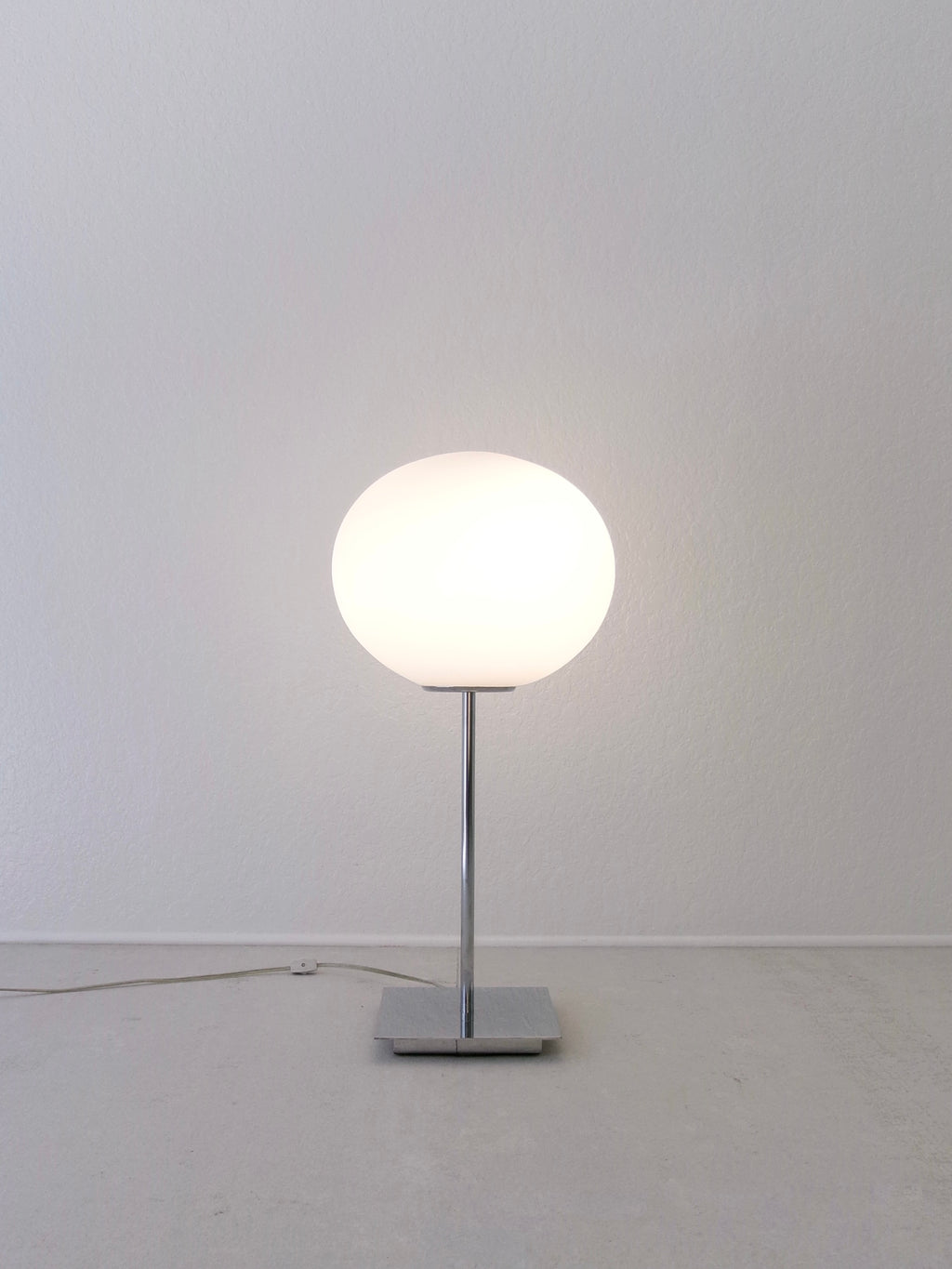 Vintage Frosted Glass and Chrome Globe Table Lamp