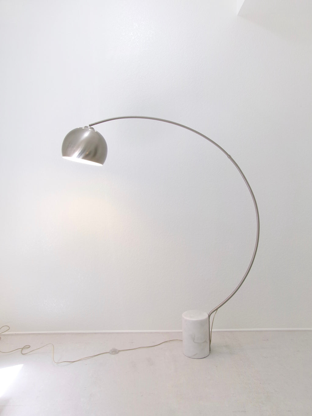 Vintage Italian Chrome and Marble Modern Arc Floor Lamp