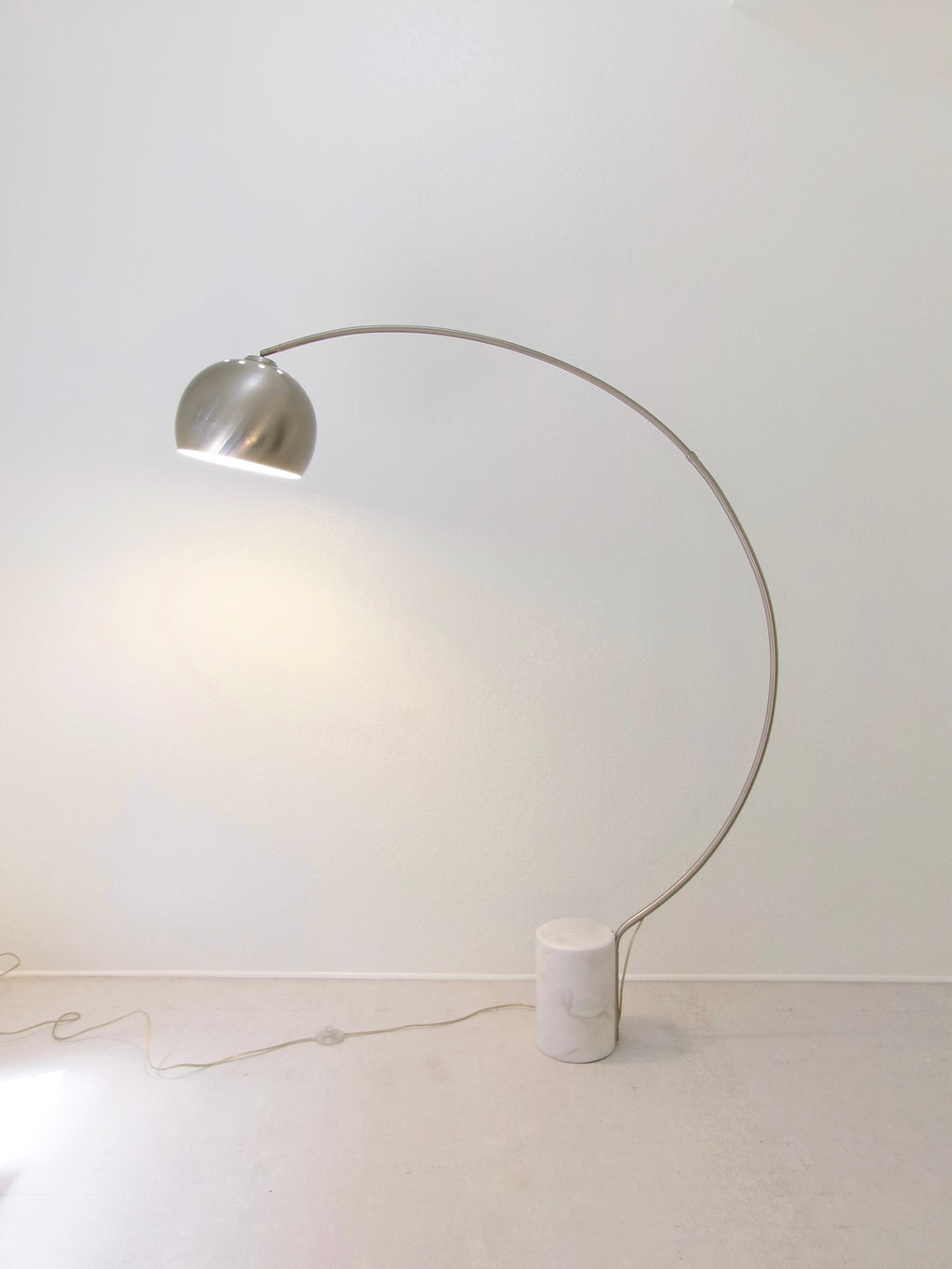Vintage Italian Chrome and Marble Modern Arc Floor Lamp