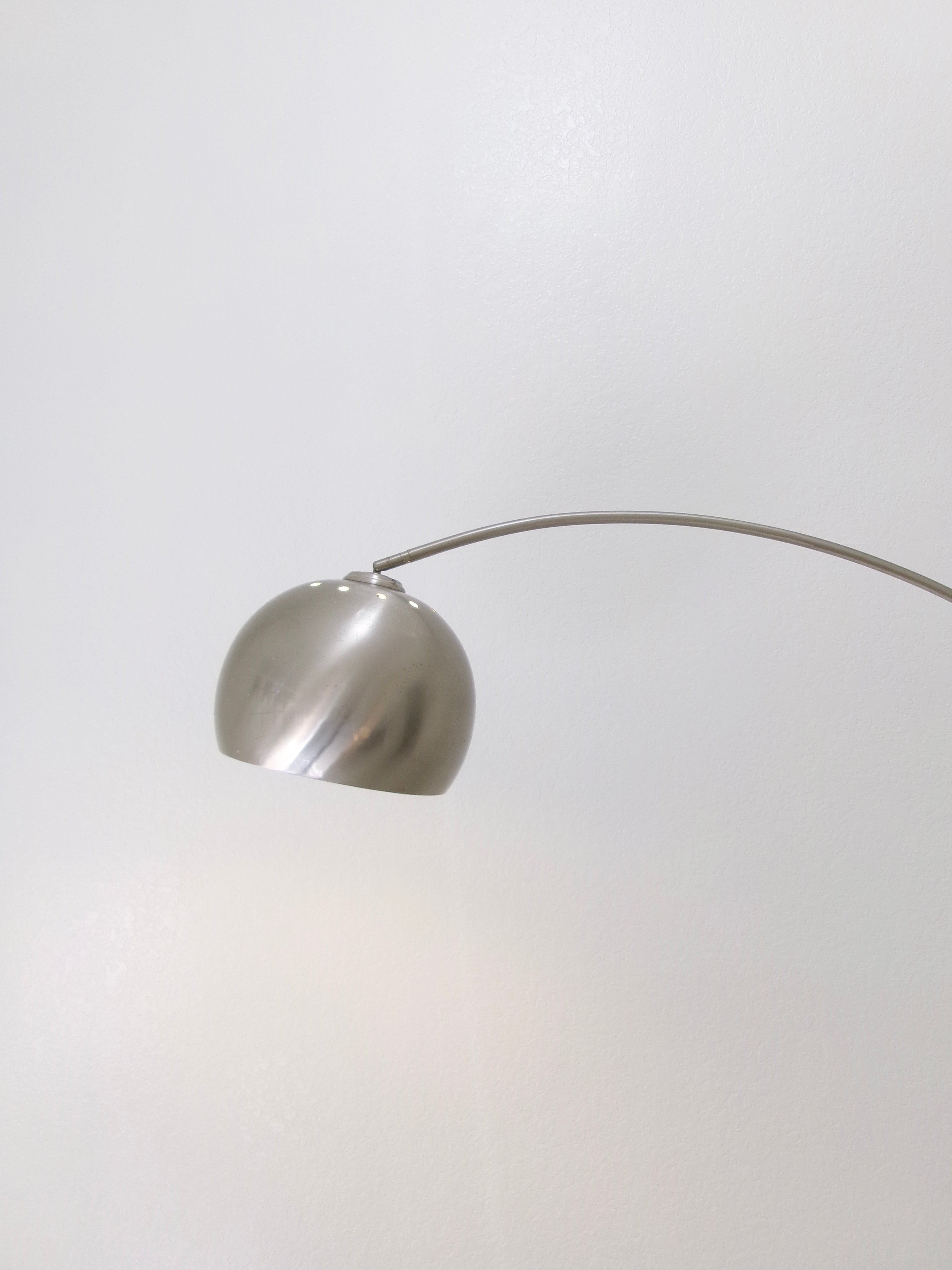 Vintage Italian Chrome and Marble Modern Arc Floor Lamp