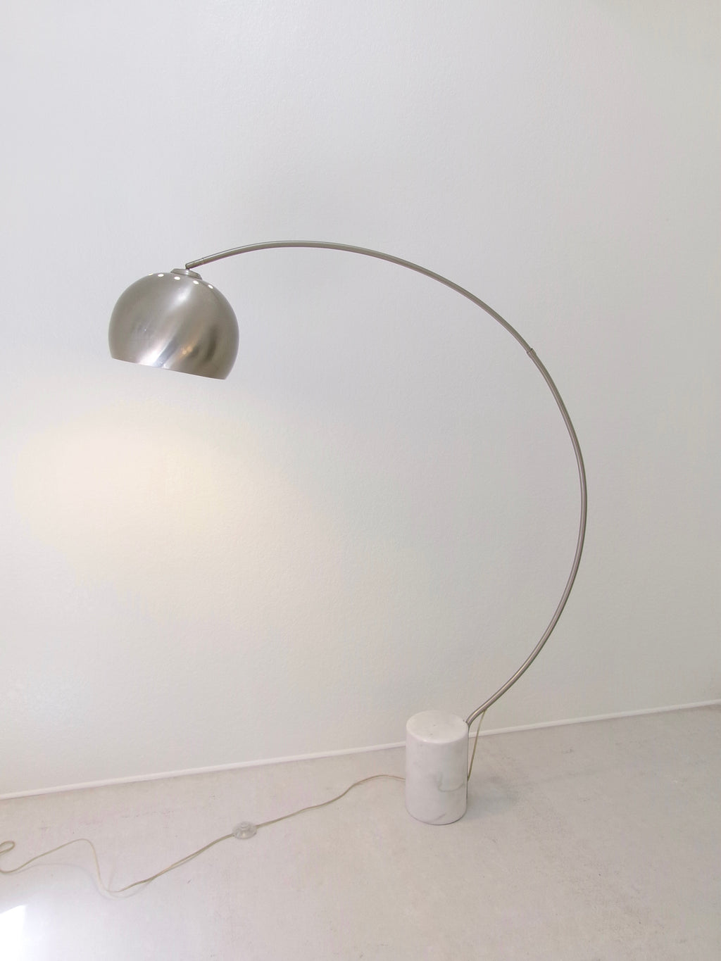 Vintage Italian Chrome and Marble Modern Arc Floor Lamp