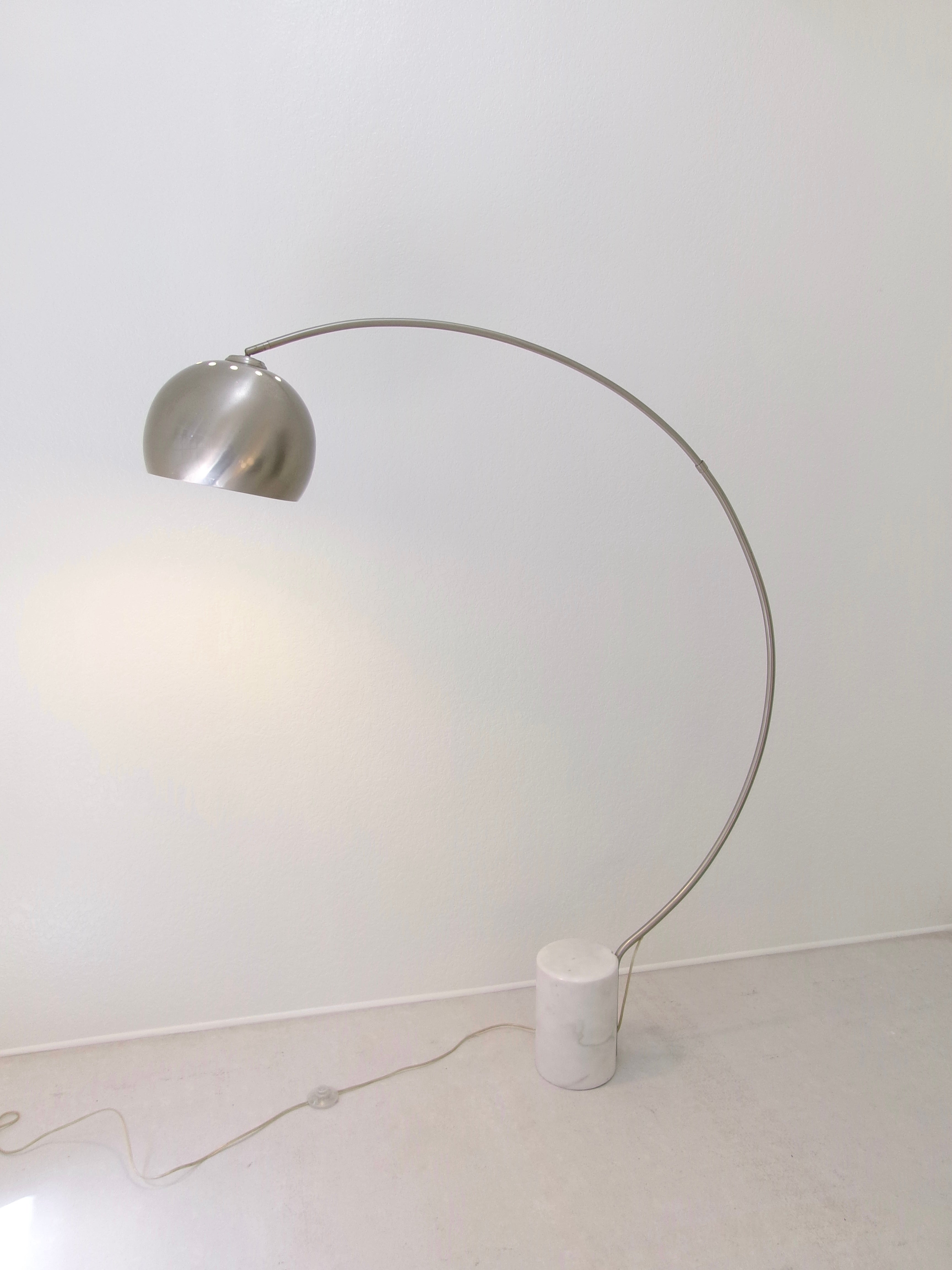 Vintage Italian Chrome and Marble Modern Arc Floor Lamp