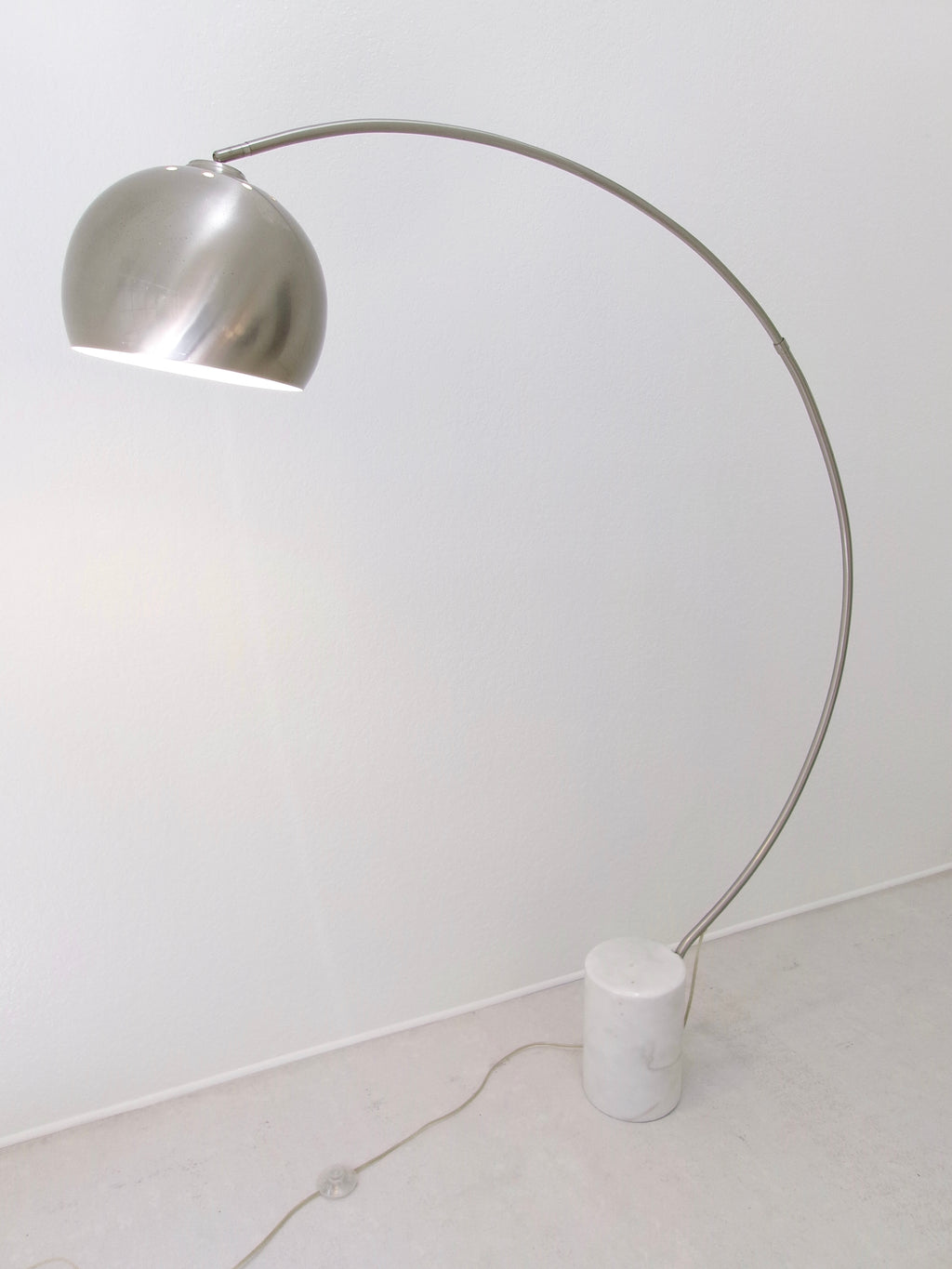 Vintage Italian Chrome and Marble Modern Arc Floor Lamp