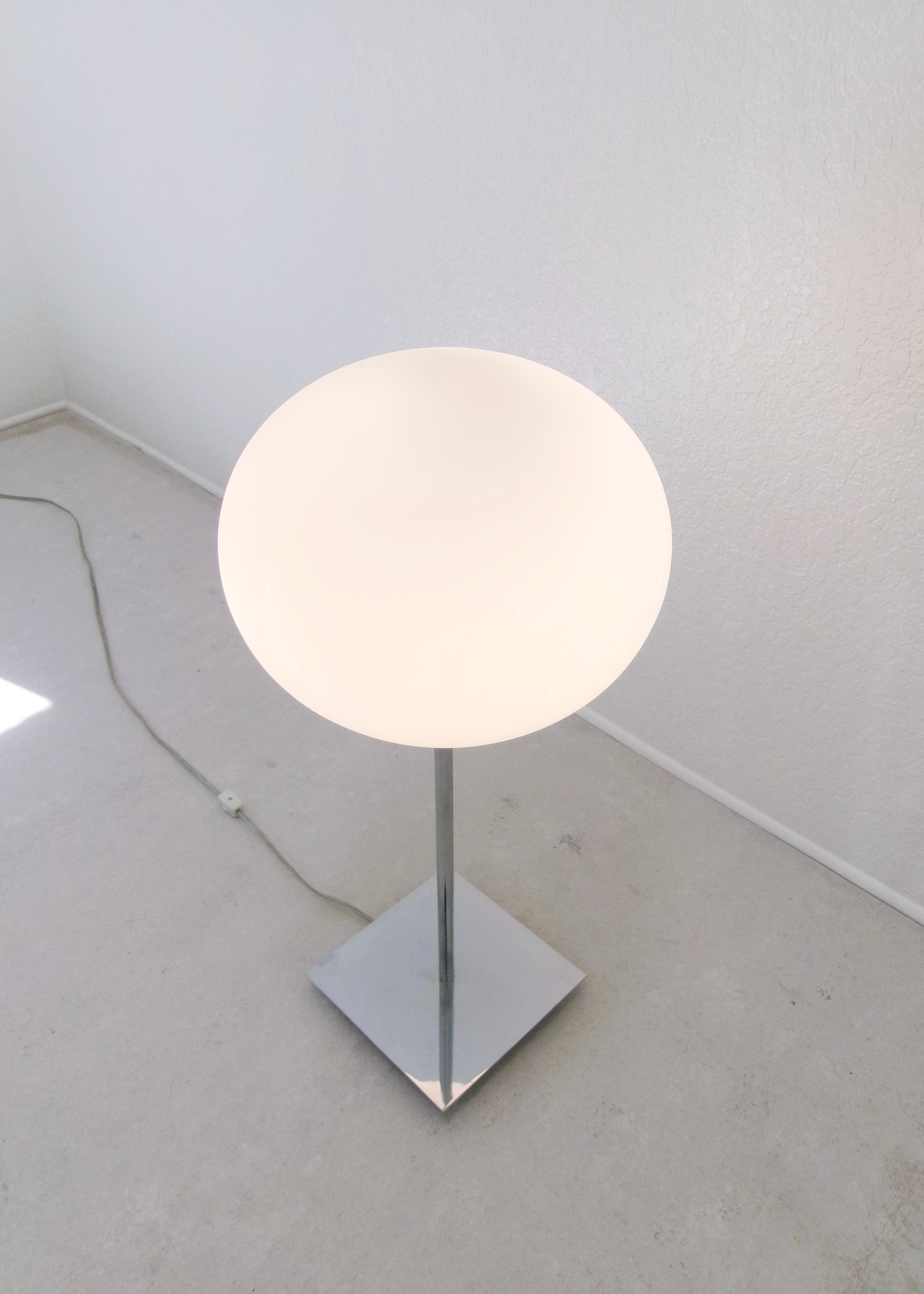 Vintage Frosted Glass and Chrome Globe Table Lamp