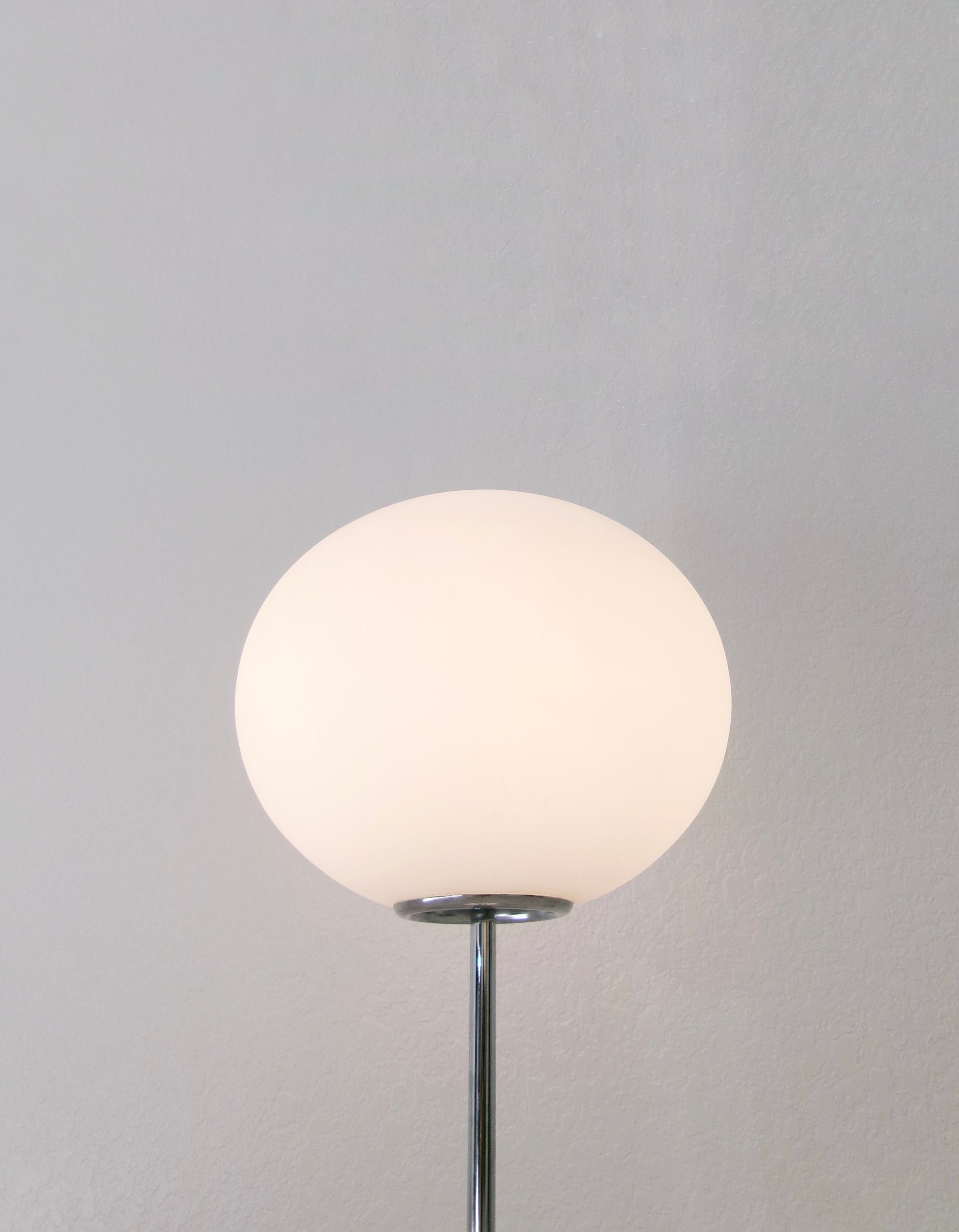 Vintage Frosted Glass and Chrome Globe Table Lamp