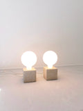 Minimalist Stone Cube and Glass Globe Table Lamps