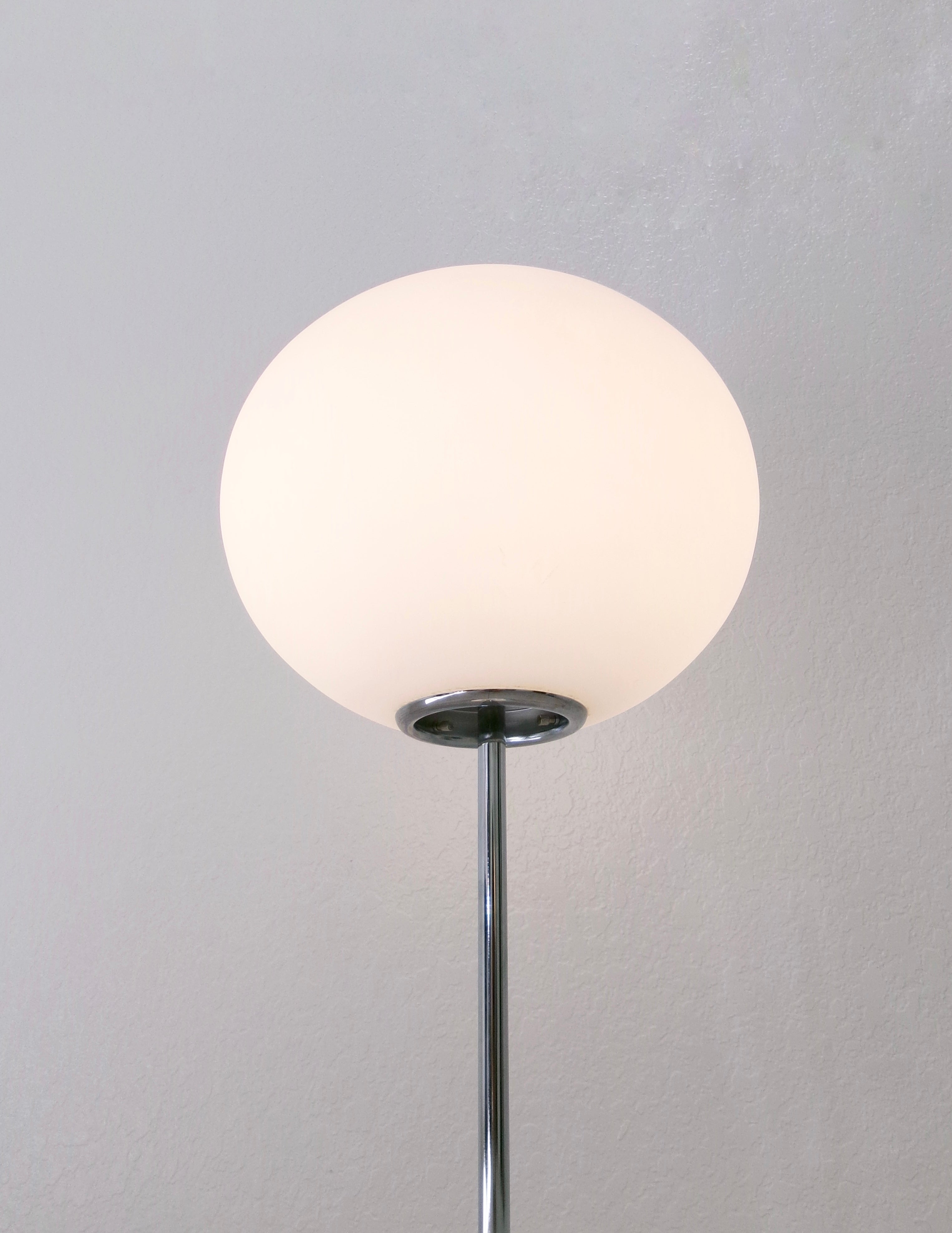 Vintage Frosted Glass and Chrome Globe Table Lamp
