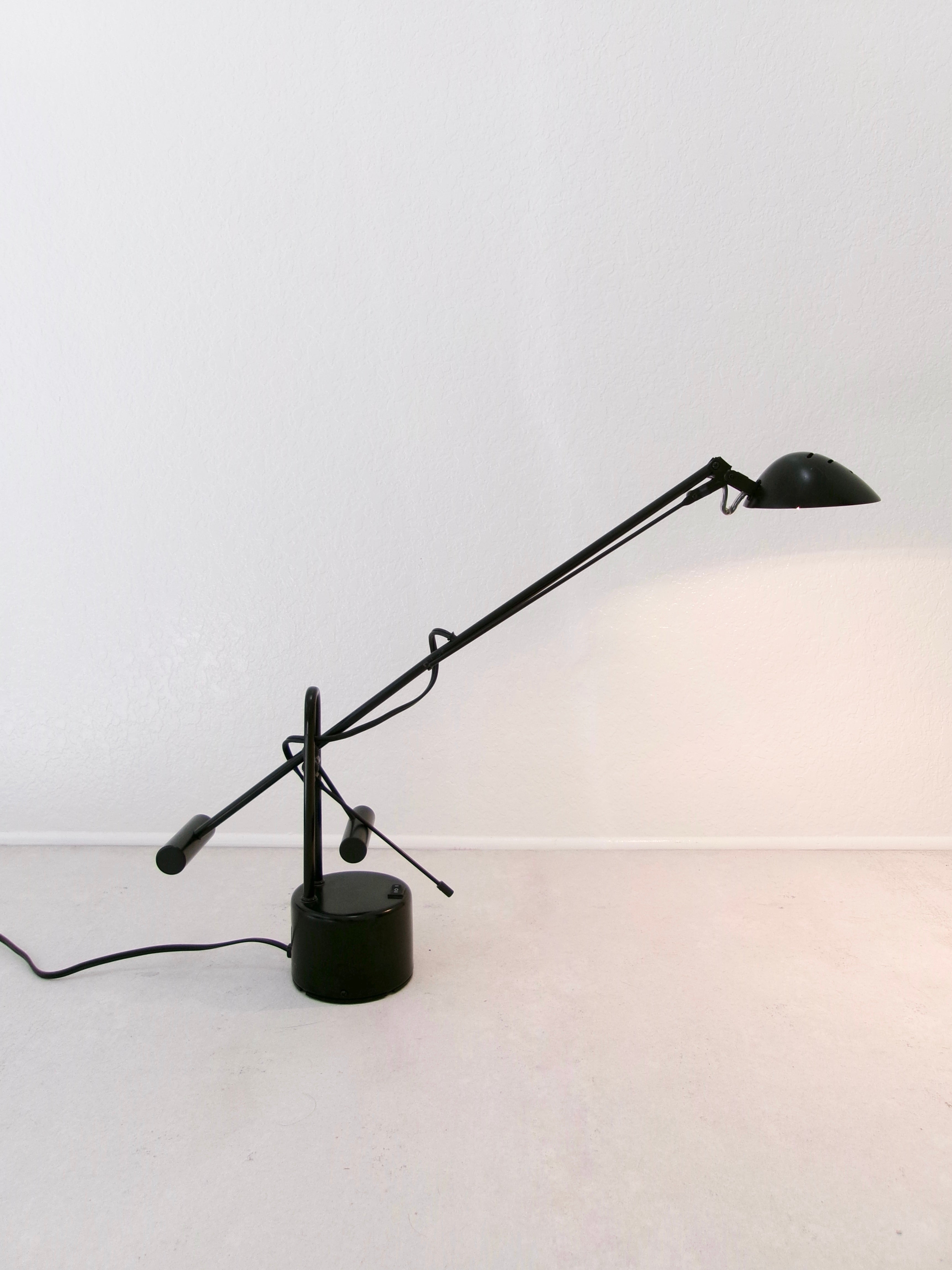 Vintage Halogen Cantilever Black Metal Desk Lamp