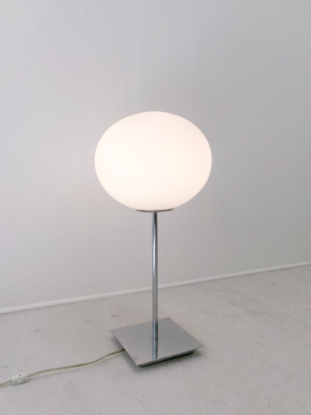 Vintage Frosted Glass and Chrome Globe Table Lamp