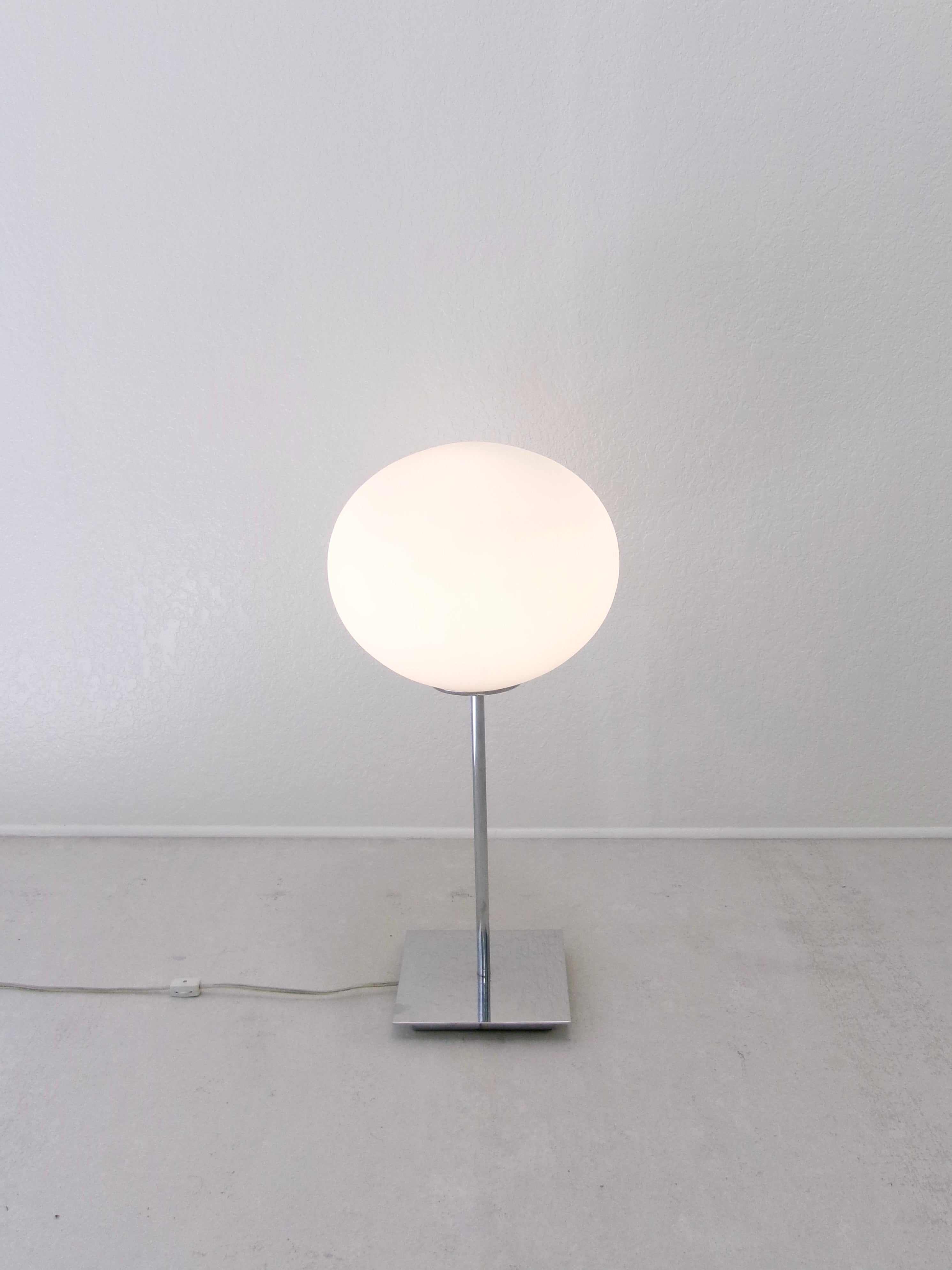 Vintage Frosted Glass and Chrome Globe Table Lamp