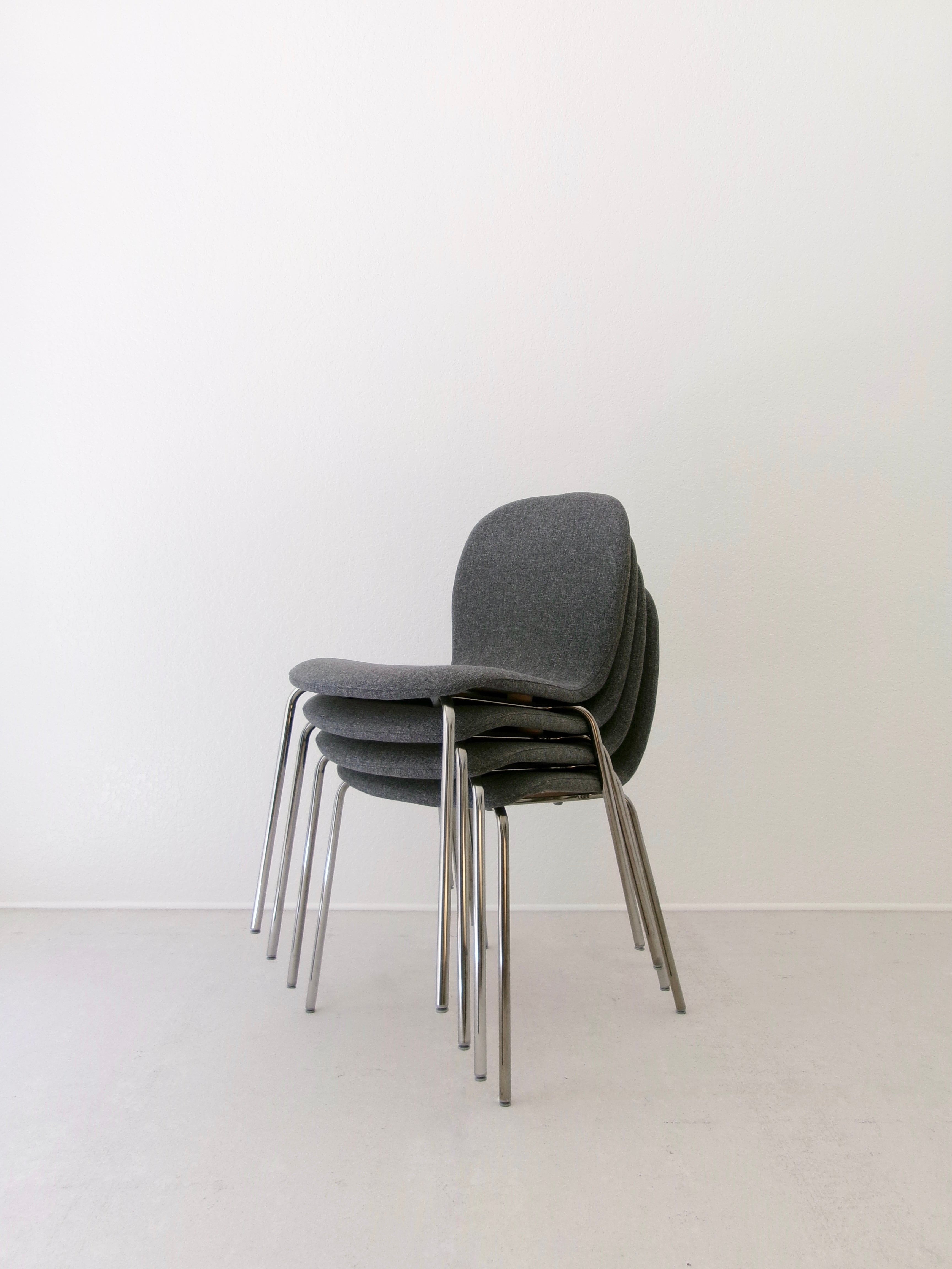Set of 4 Ikea Karlpetter Gunnared Grey Sefast Chrome Plated Chairs