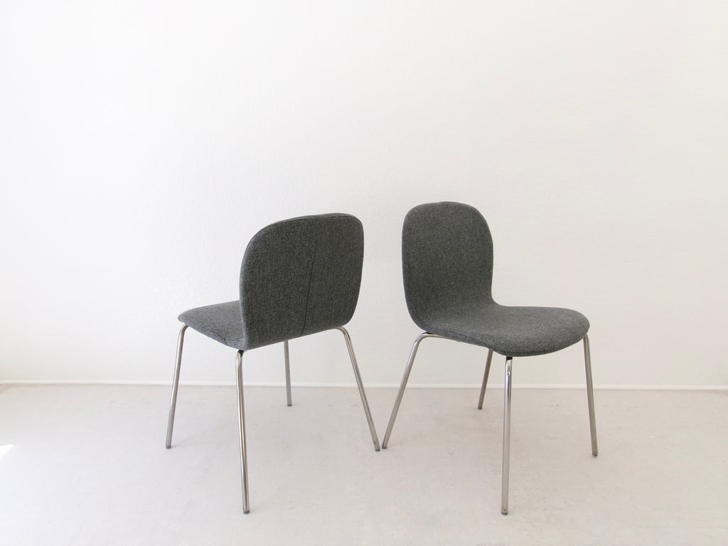 Set of 4 Ikea Karlpetter Gunnared Grey Sefast Chrome Plated Chairs