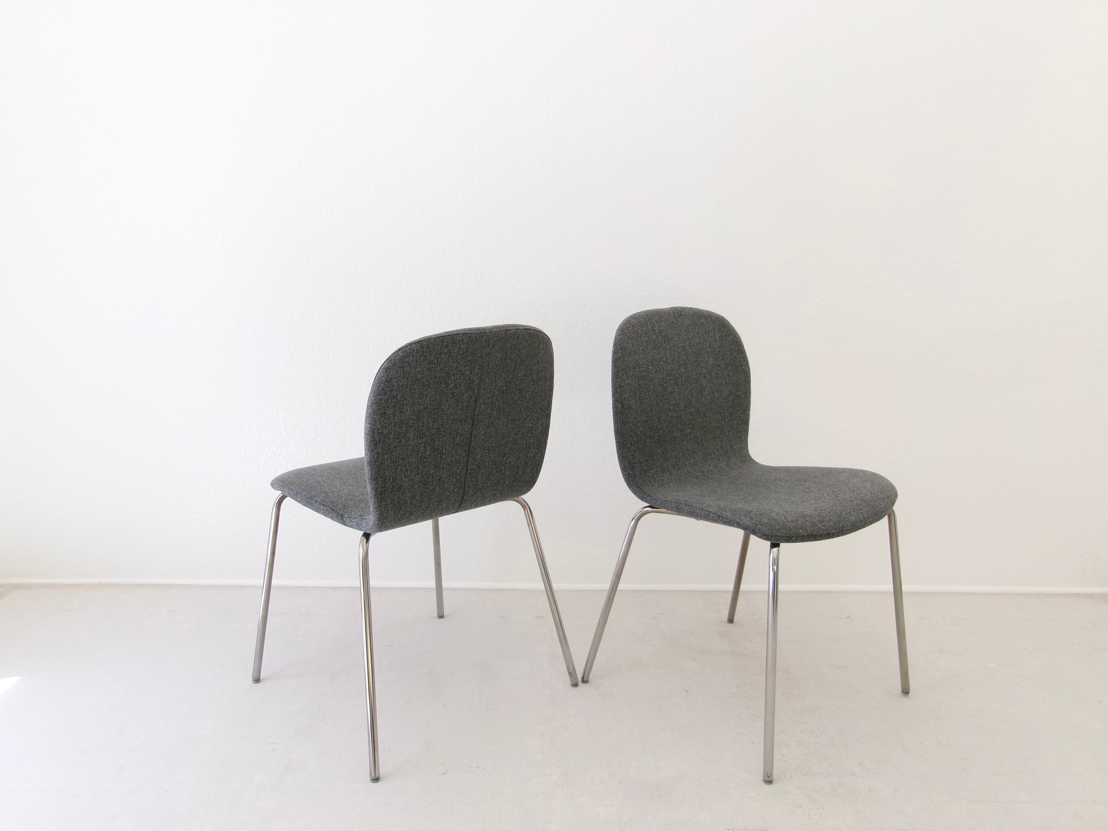 Set of 4 Ikea Karlpetter Gunnared Grey Sefast Chrome Plated Chairs