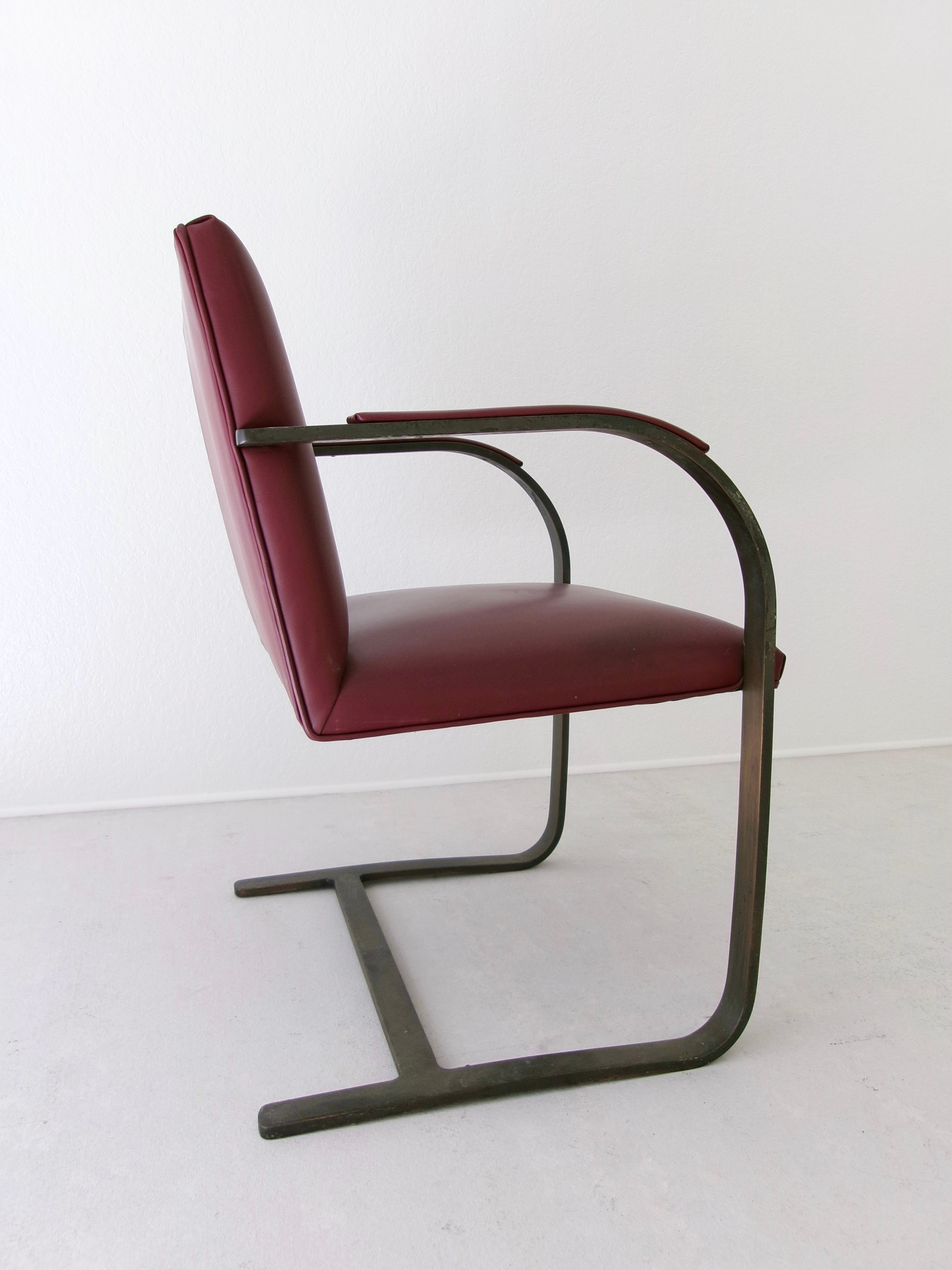 Early Brno Flat Bar Arm Chair by Mies Van Der Rohe for Knoll Studio