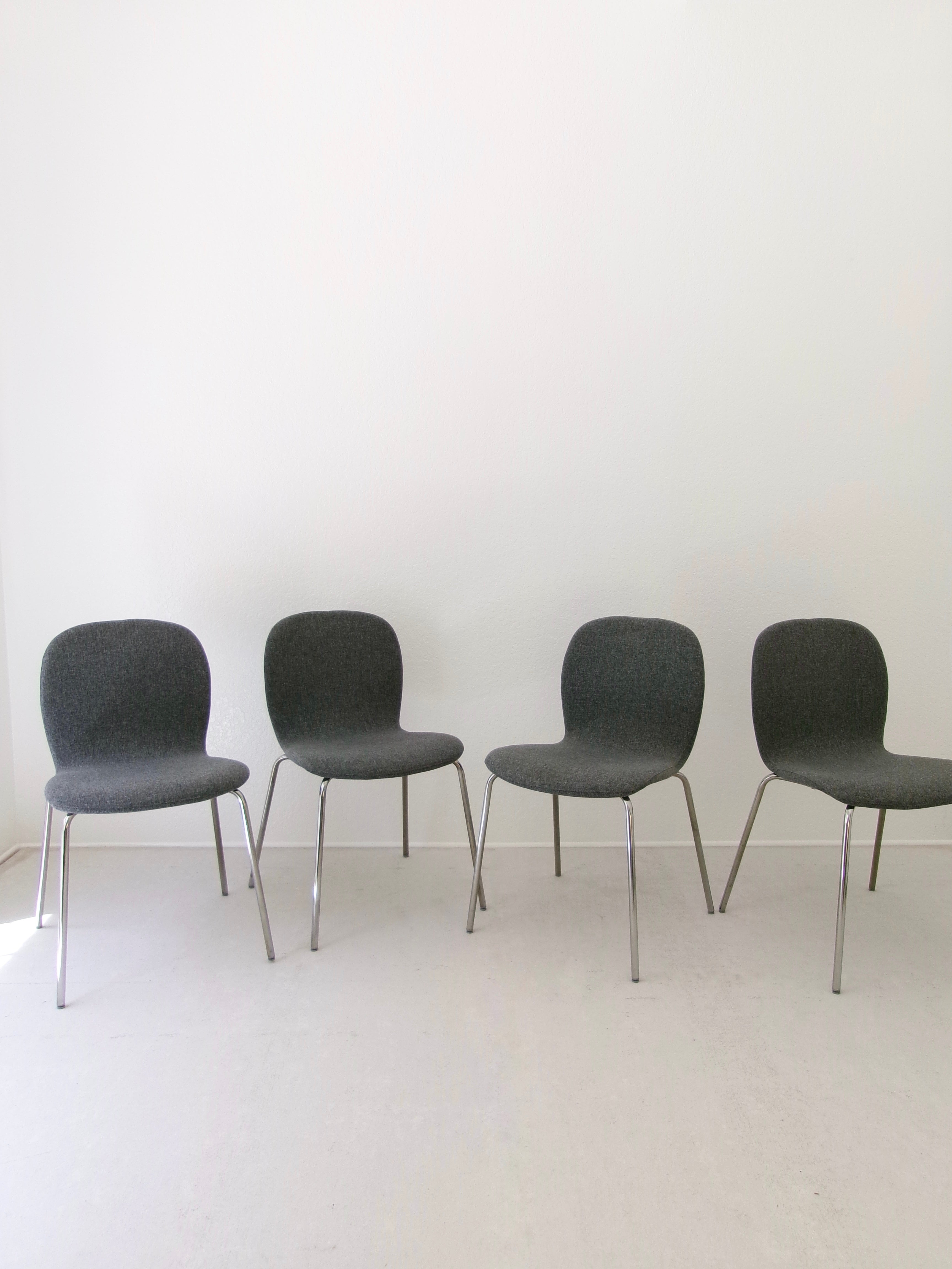 Set of 4 Ikea Karlpetter Gunnared Grey Sefast Chrome Plated Chairs