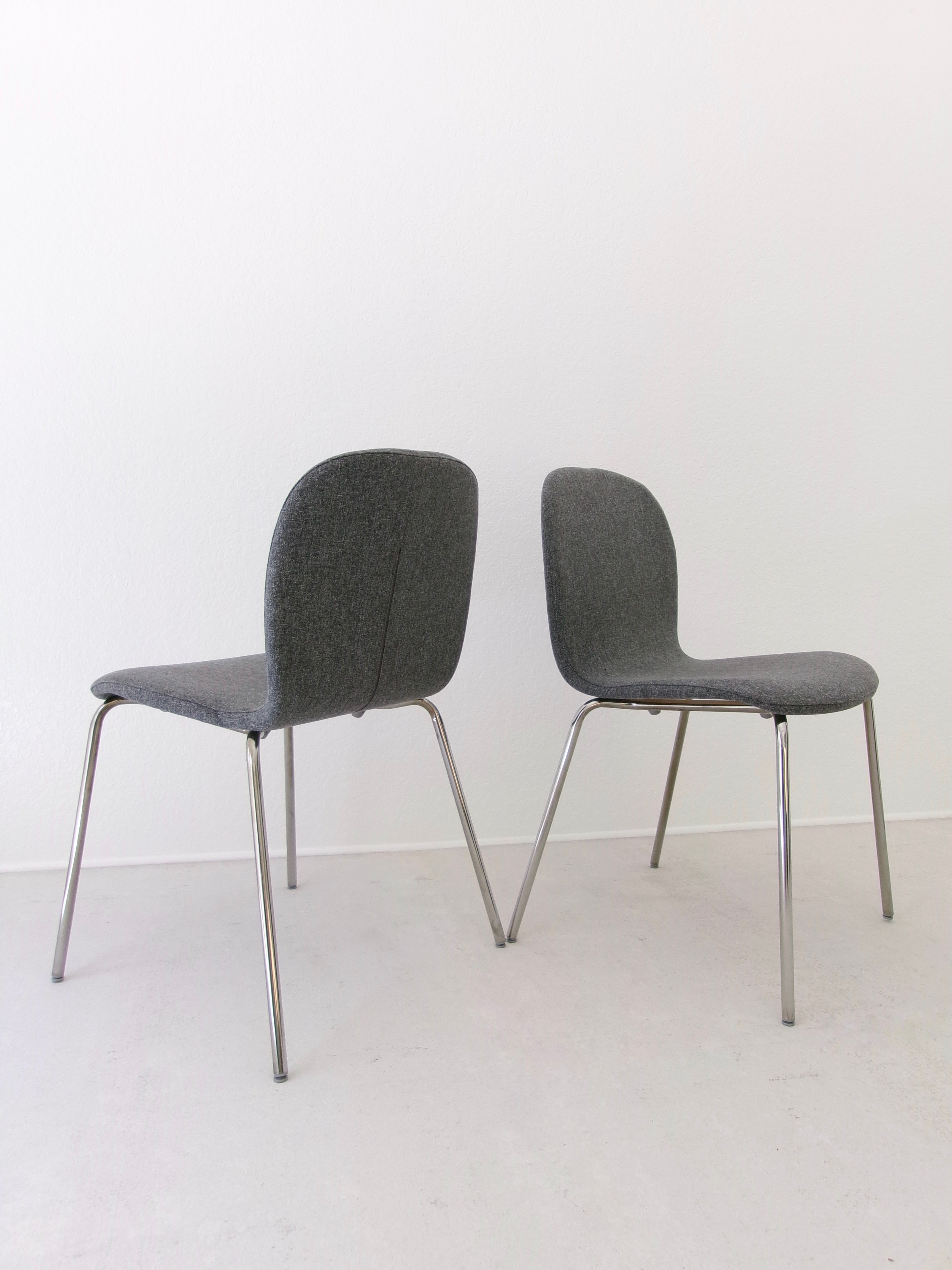Set of 4 Ikea Karlpetter Gunnared Grey Sefast Chrome Plated Chairs