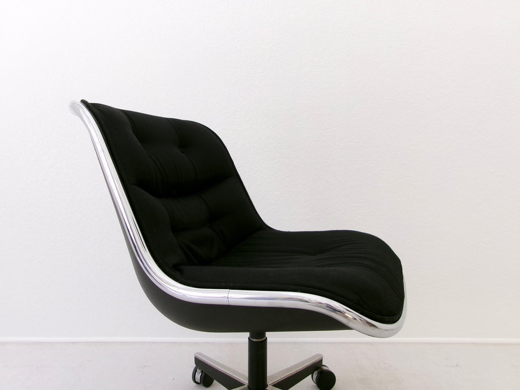 Vintage Knoll Pollock Executive Swivel Chair in Black Upholstery