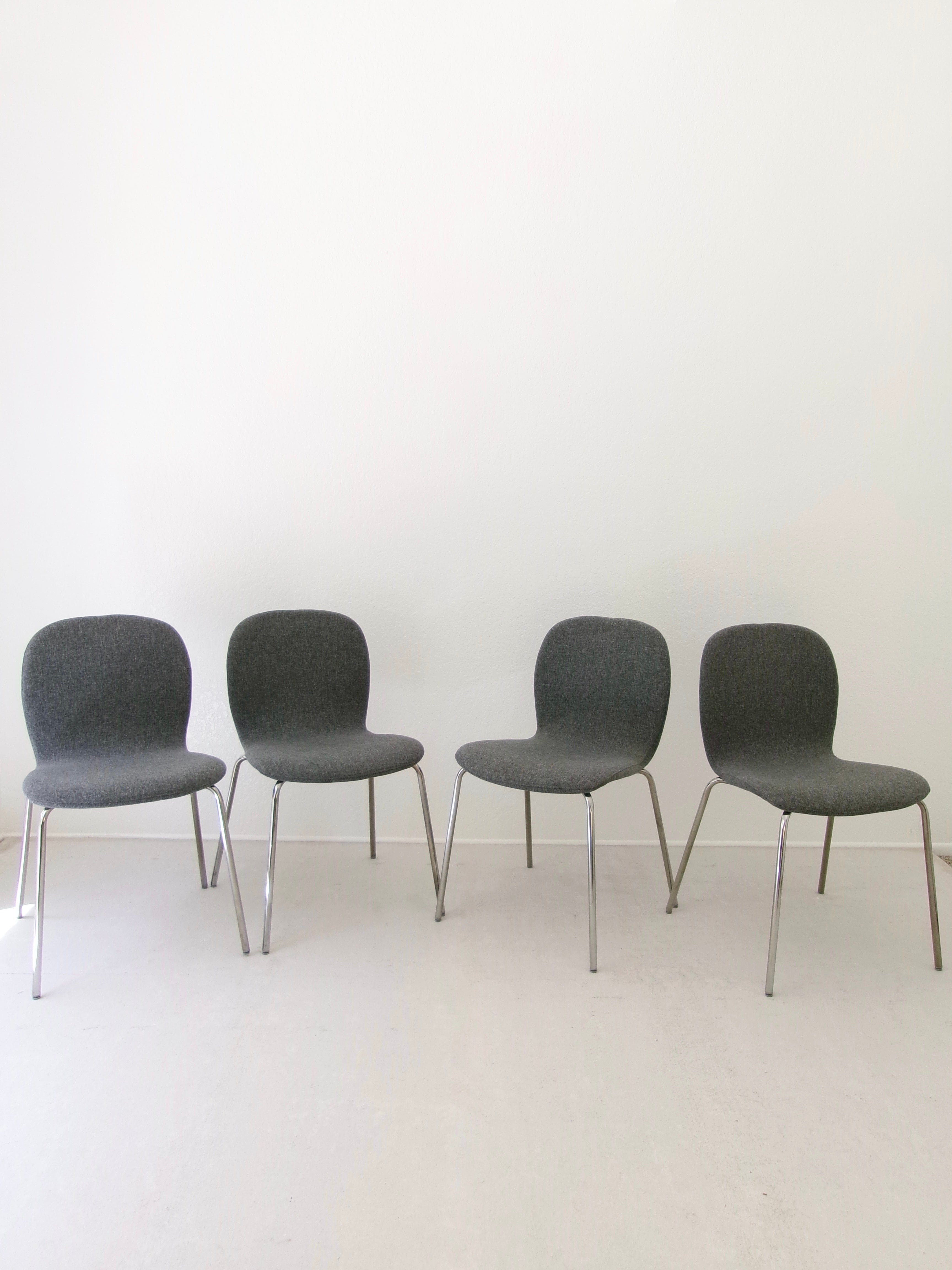 Set of 4 Ikea Karlpetter Gunnared Grey Sefast Chrome Plated Chairs