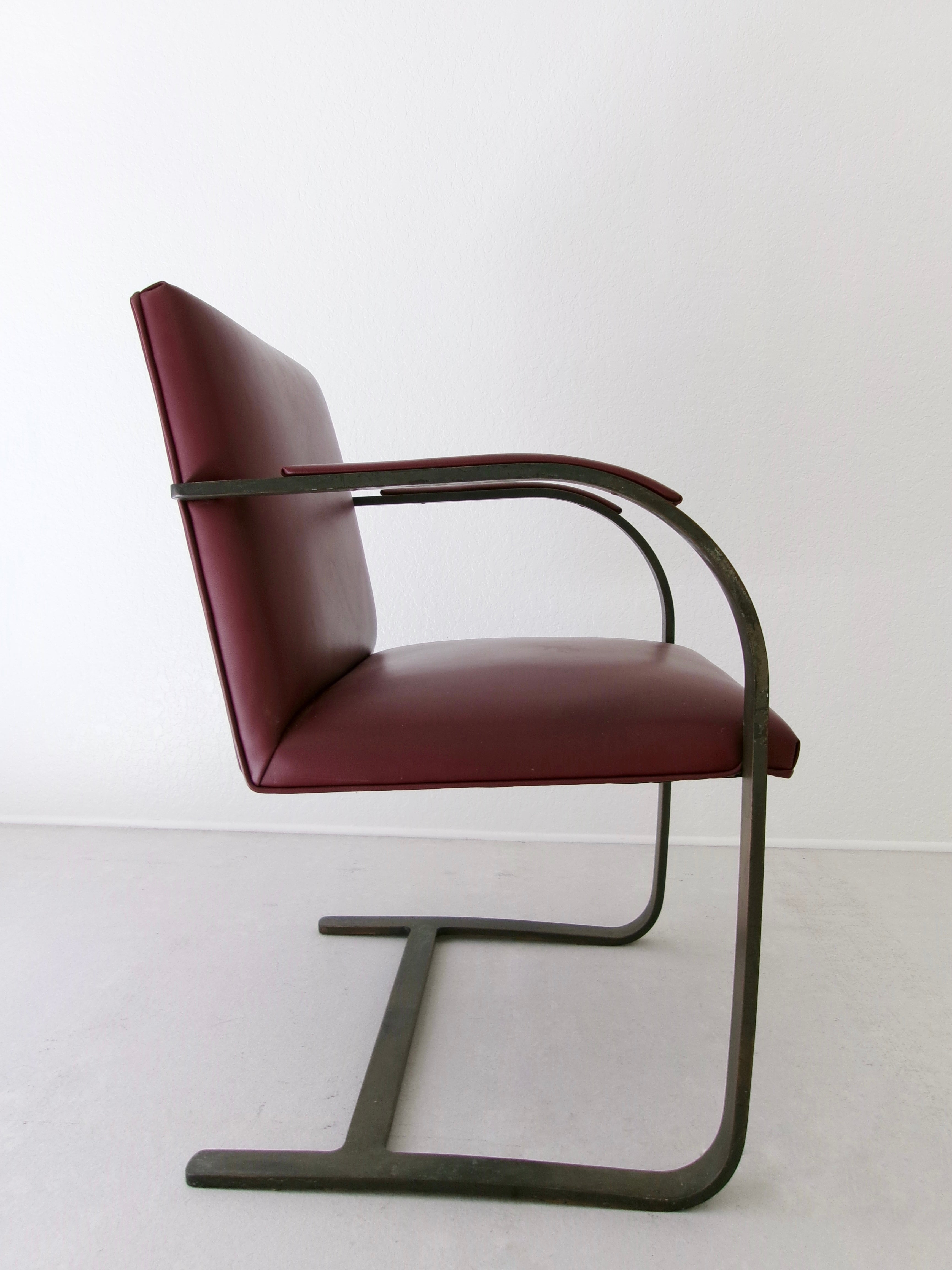 Early Brno Flat Bar Arm Chair by Mies Van Der Rohe for Knoll Studio