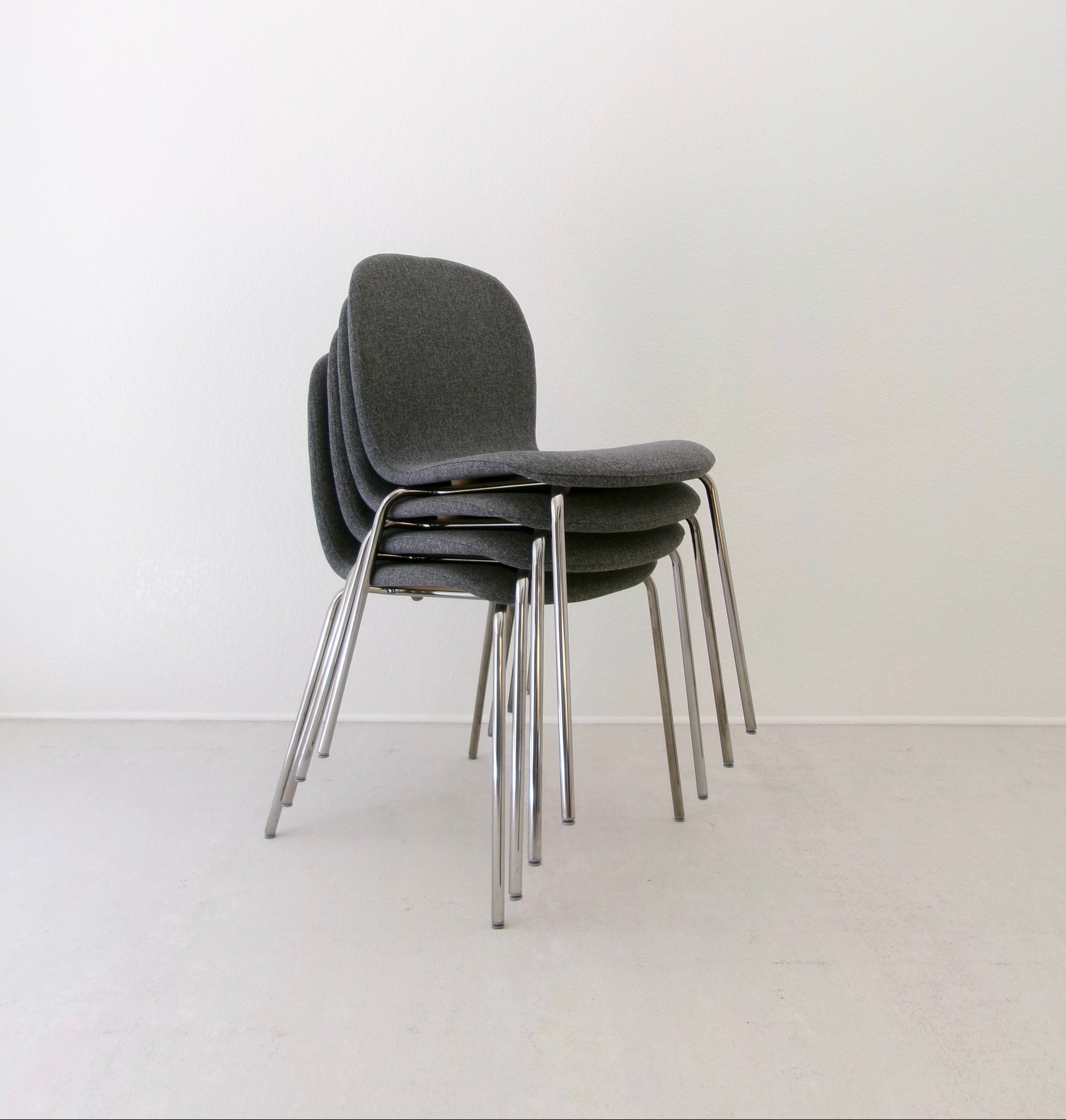 Set of 4 Ikea Karlpetter Gunnared Grey Sefast Chrome Plated Chairs