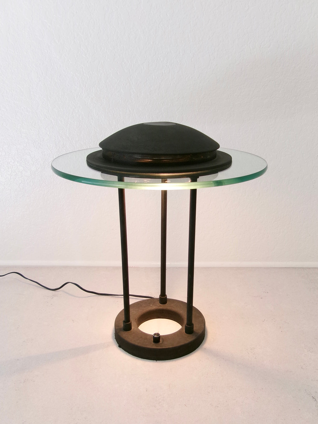 1980's Postmodern Robert Sonneman Saucer Table Lamp