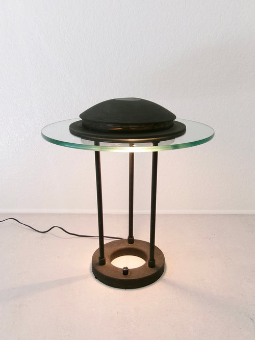 1980's Postmodern Robert Sonneman Saucer Table Lamp