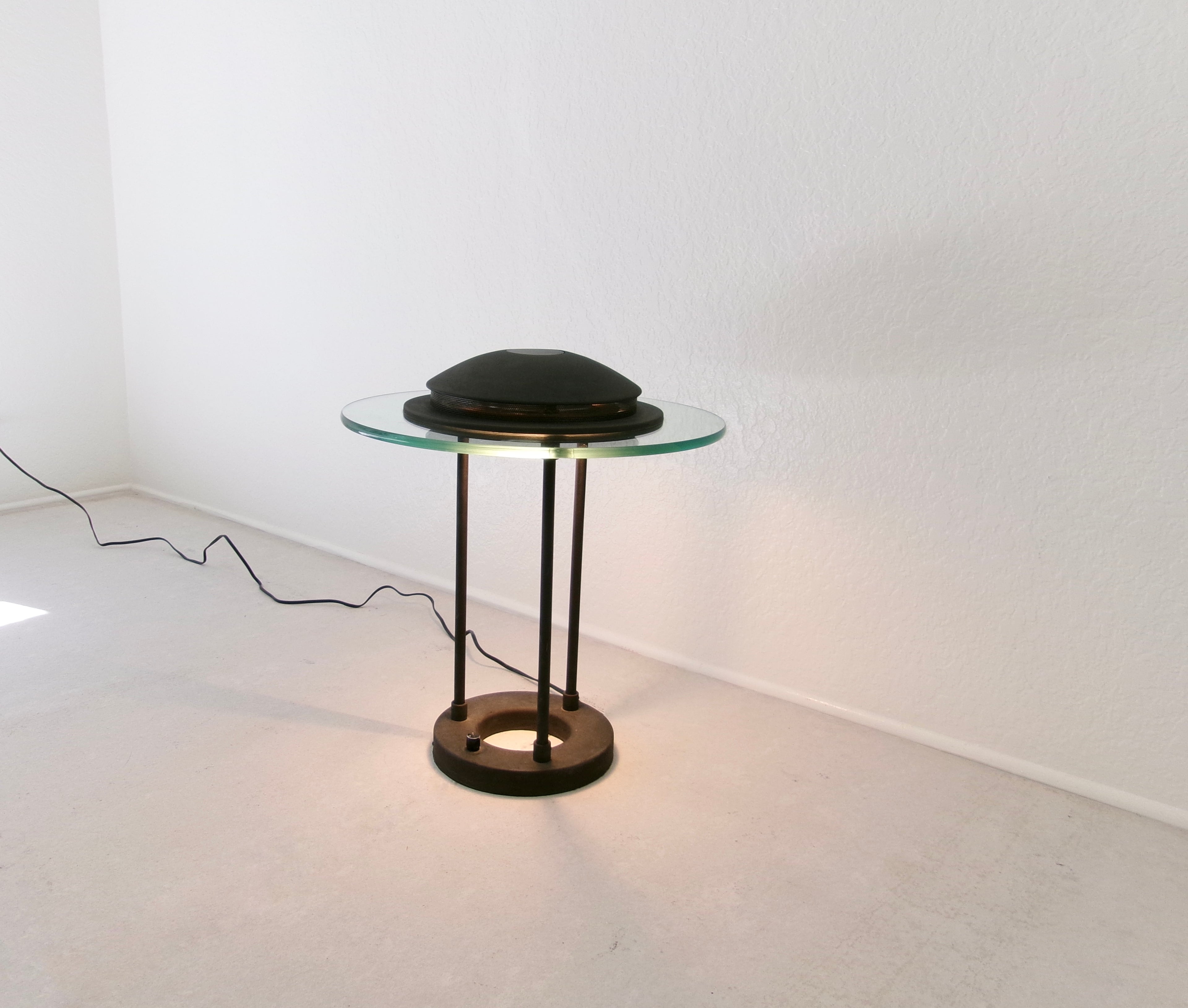 1980's Postmodern Robert Sonneman Saucer Table Lamp