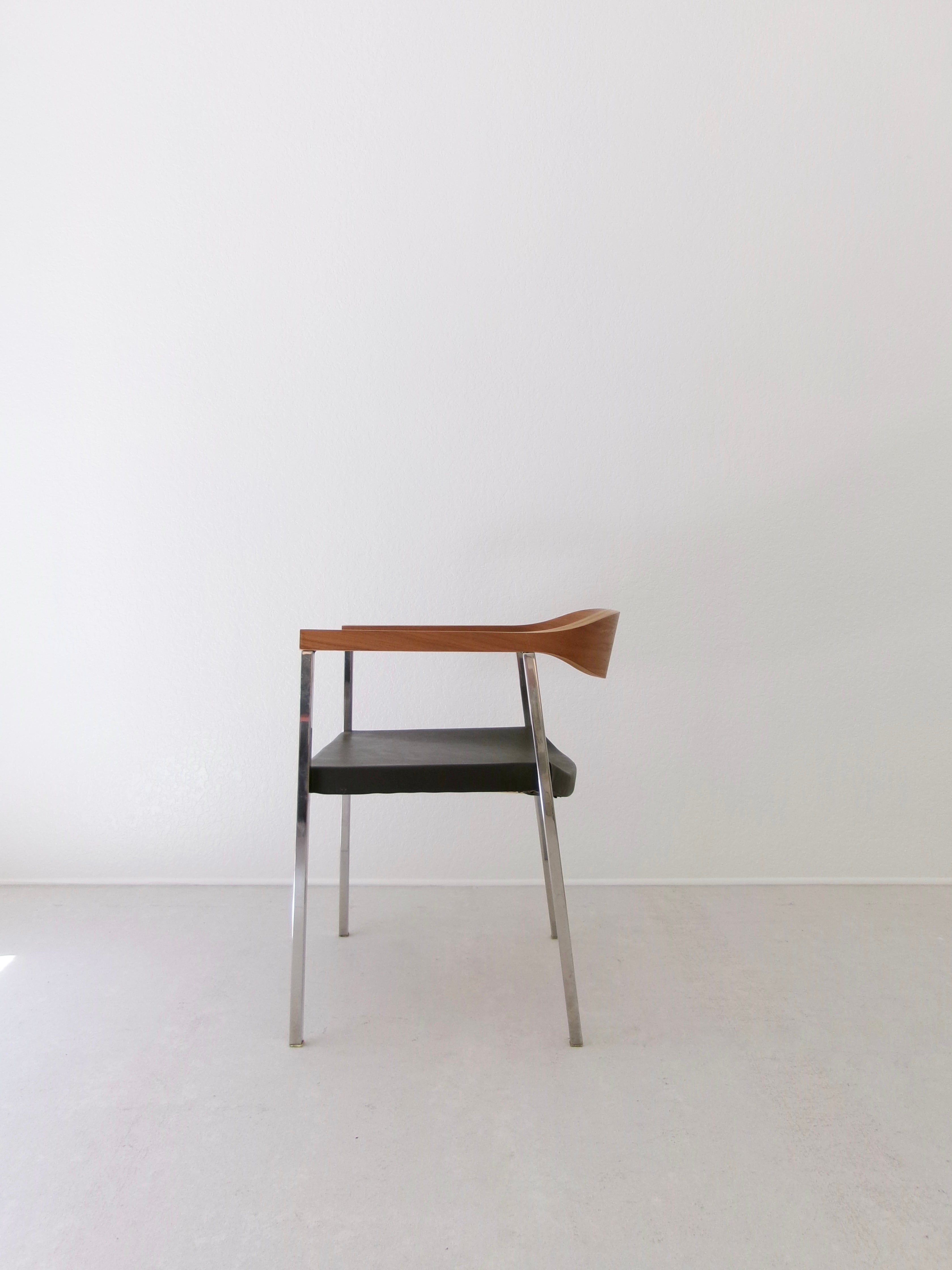 After Voitti Haapalainen Asko/Stendig Accent Chair in Bent Oak and Chrome