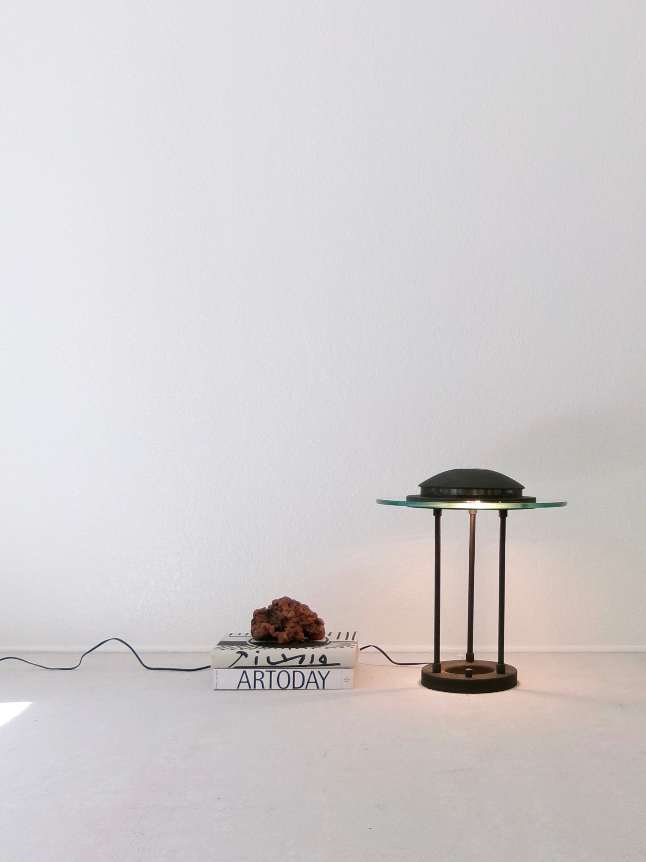 1980's Postmodern Robert Sonneman Saucer Table Lamp