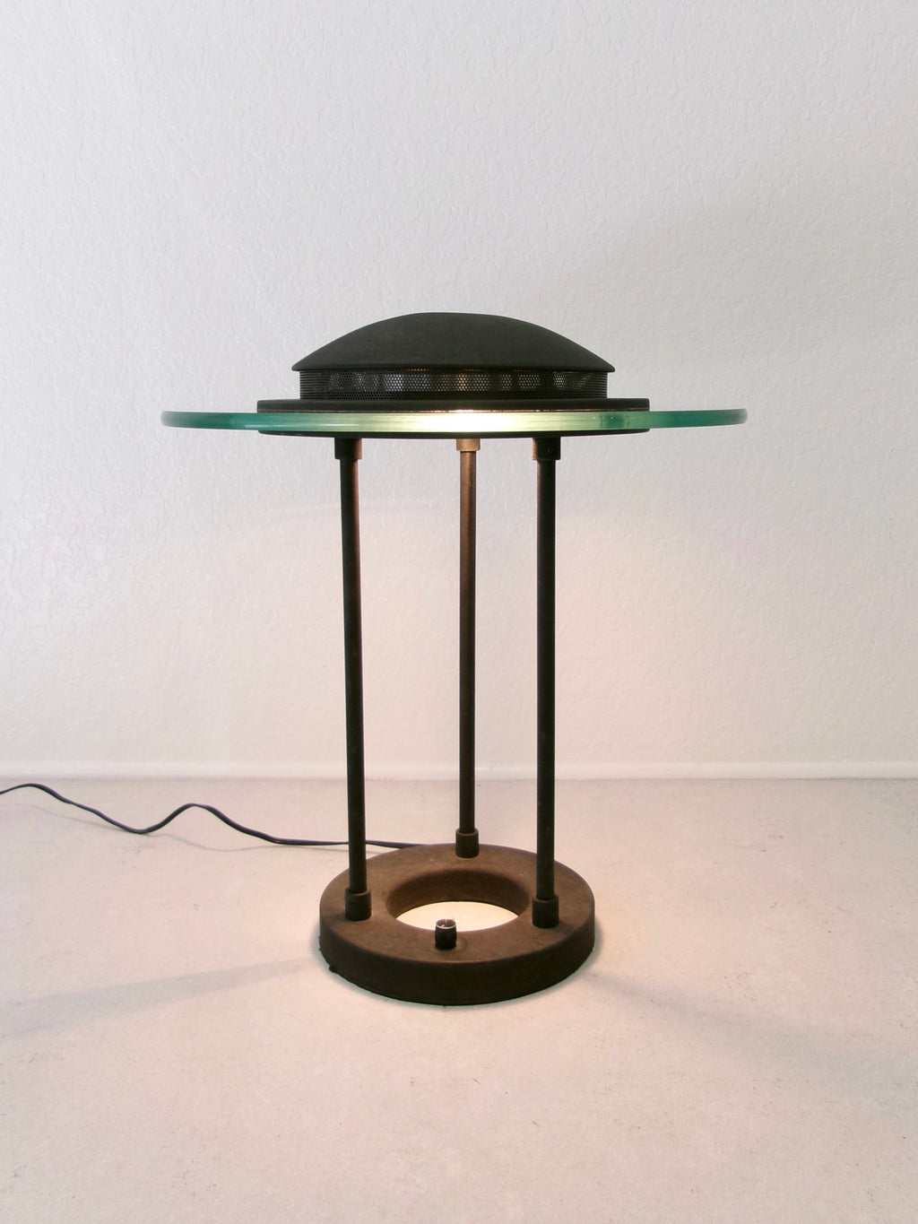 1980's Postmodern Robert Sonneman Saucer Table Lamp