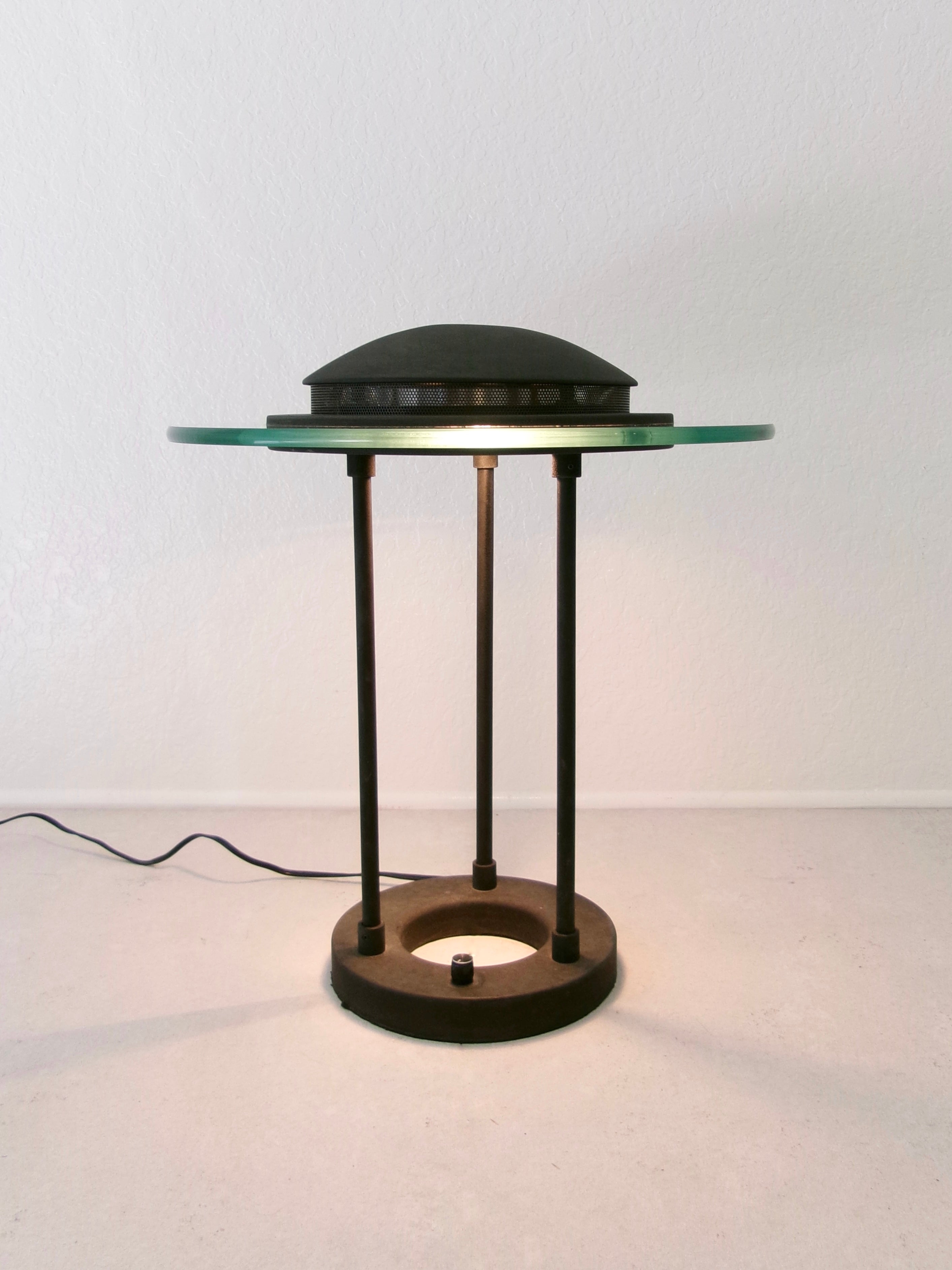 1980's Postmodern Robert Sonneman Saucer Table Lamp