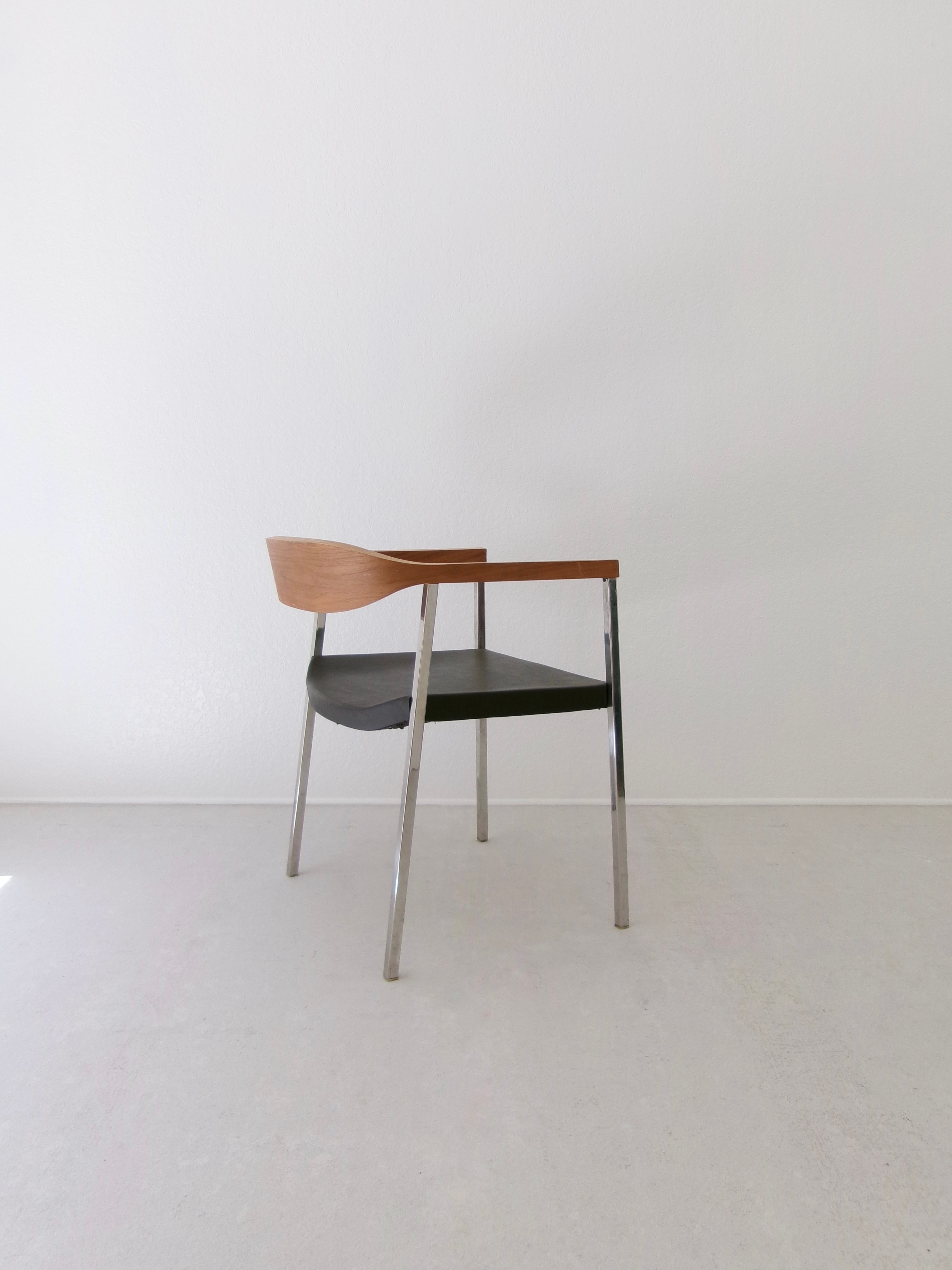 After Voitti Haapalainen Asko/Stendig Accent Chair in Bent Oak and Chrome
