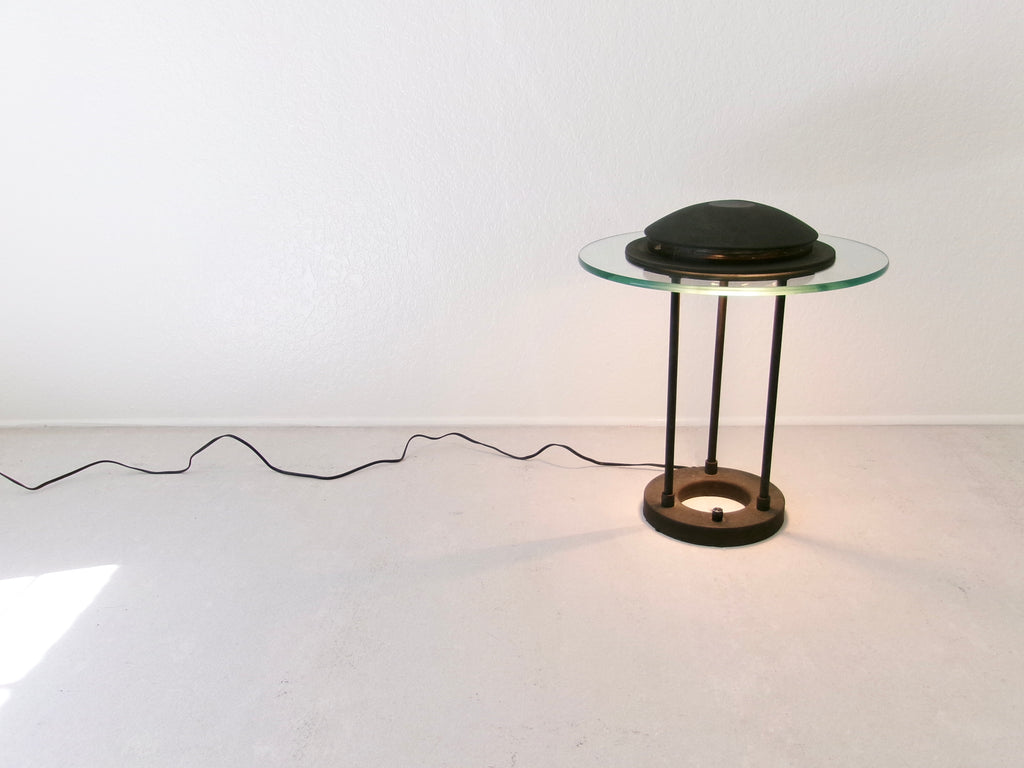1980's Postmodern Robert Sonneman Saucer Table Lamp