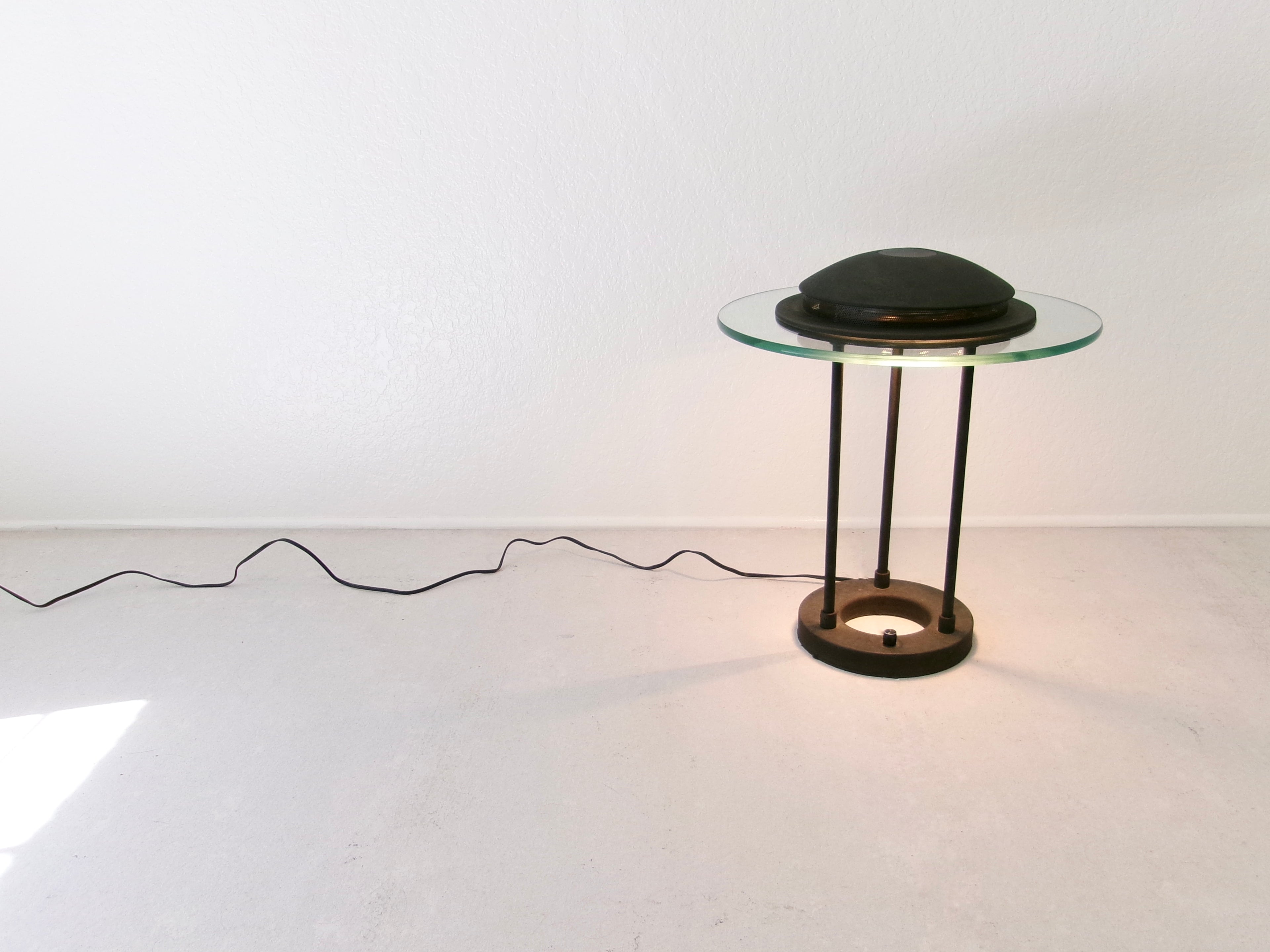 1980's Postmodern Robert Sonneman Saucer Table Lamp