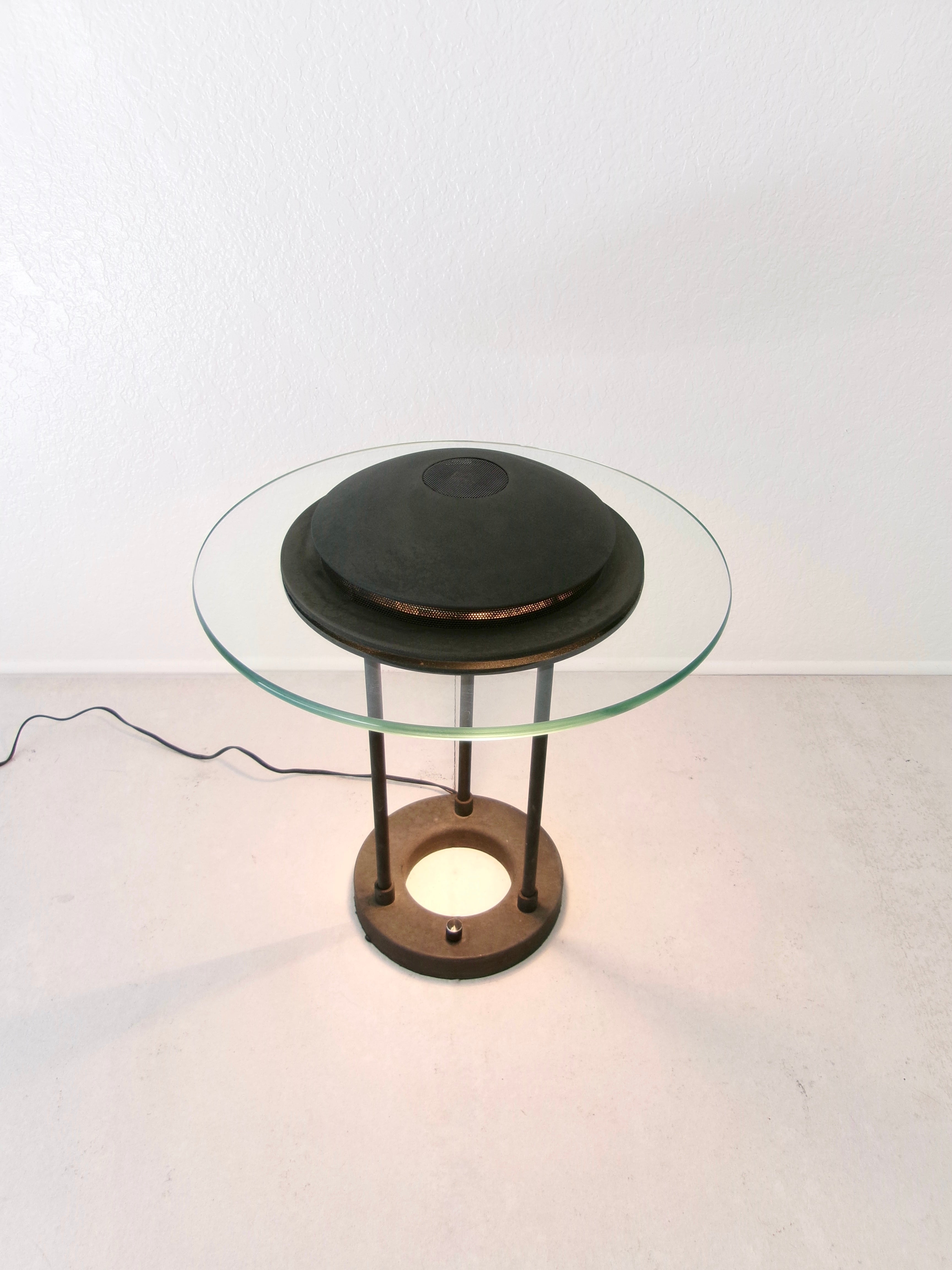 1980's Postmodern Robert Sonneman Saucer Table Lamp