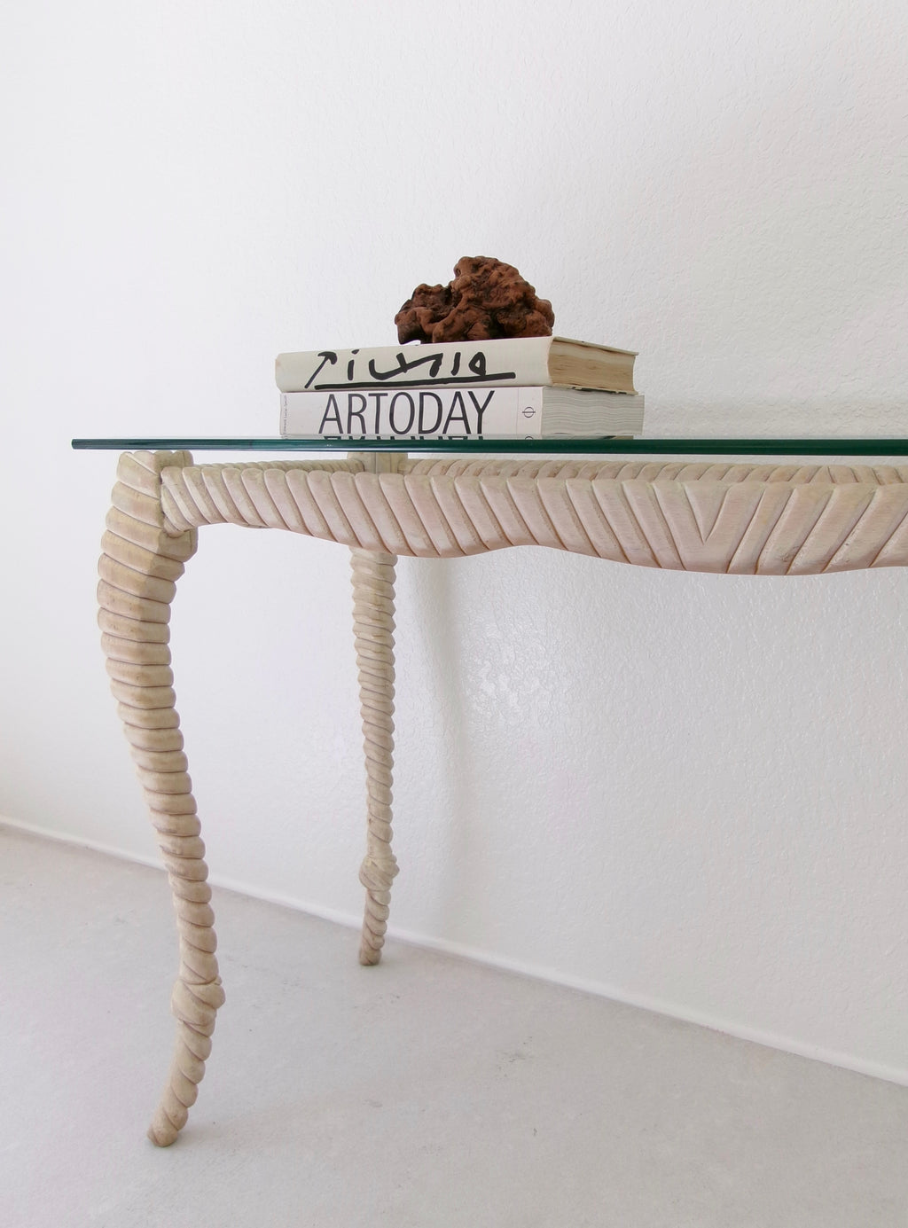 Vintage Italian Rope Knot Carved Ebony Wood Console Table