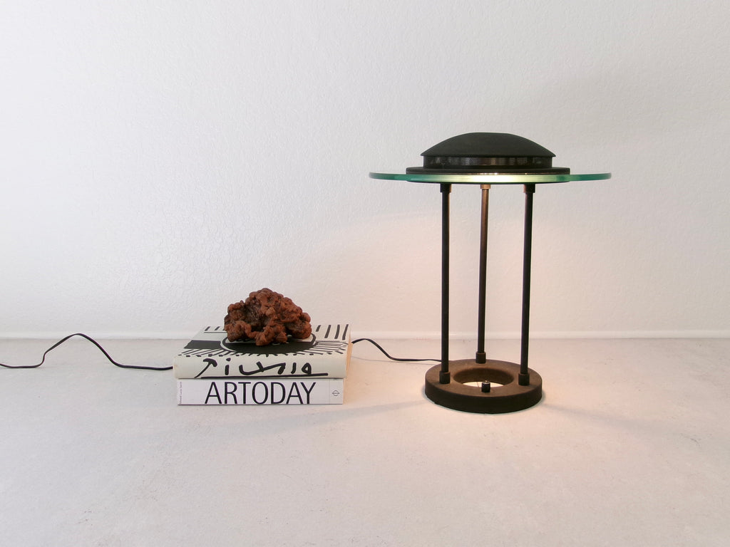 1980's Postmodern Robert Sonneman Saucer Table Lamp