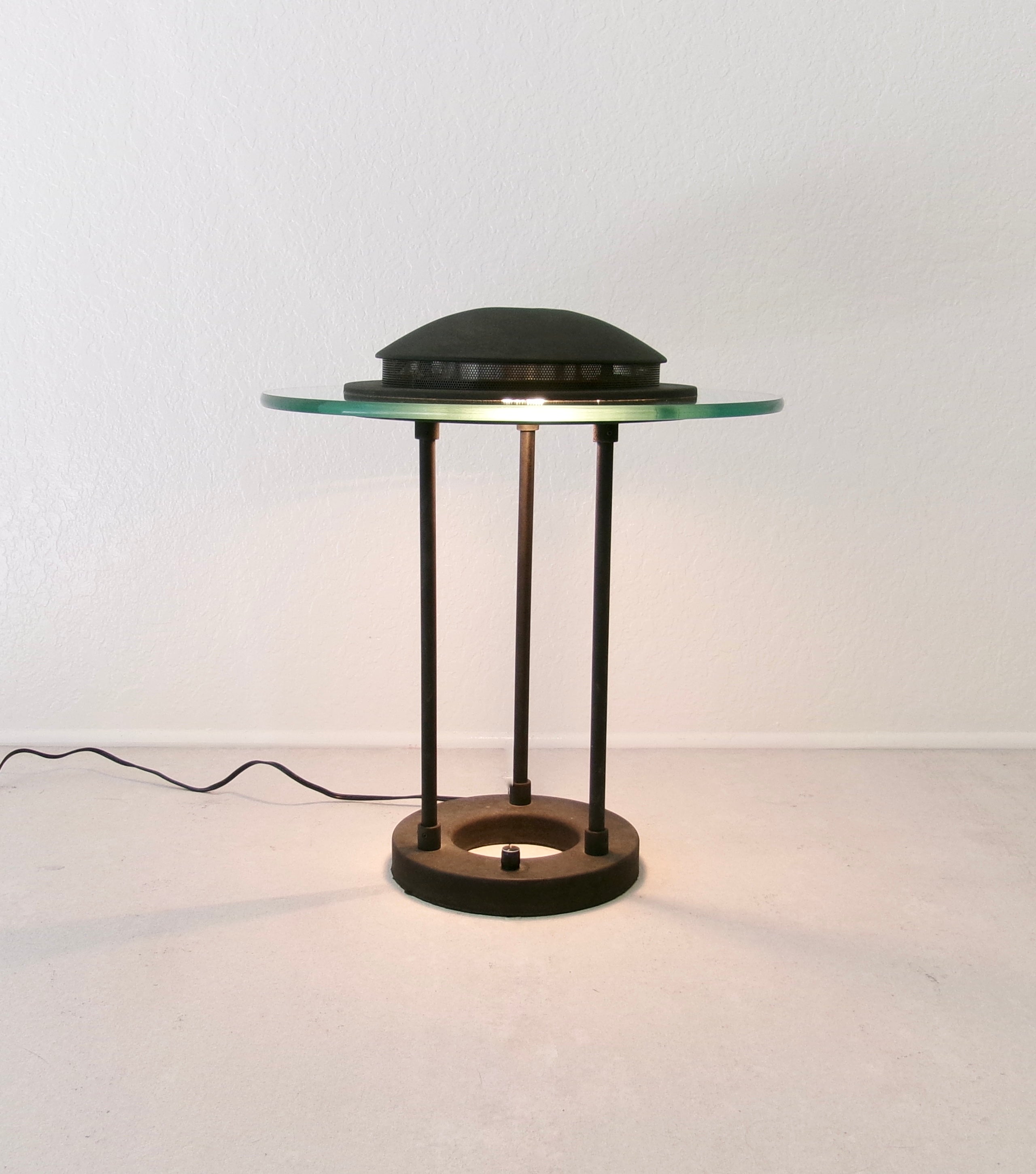 1980's Postmodern Robert Sonneman Saucer Table Lamp