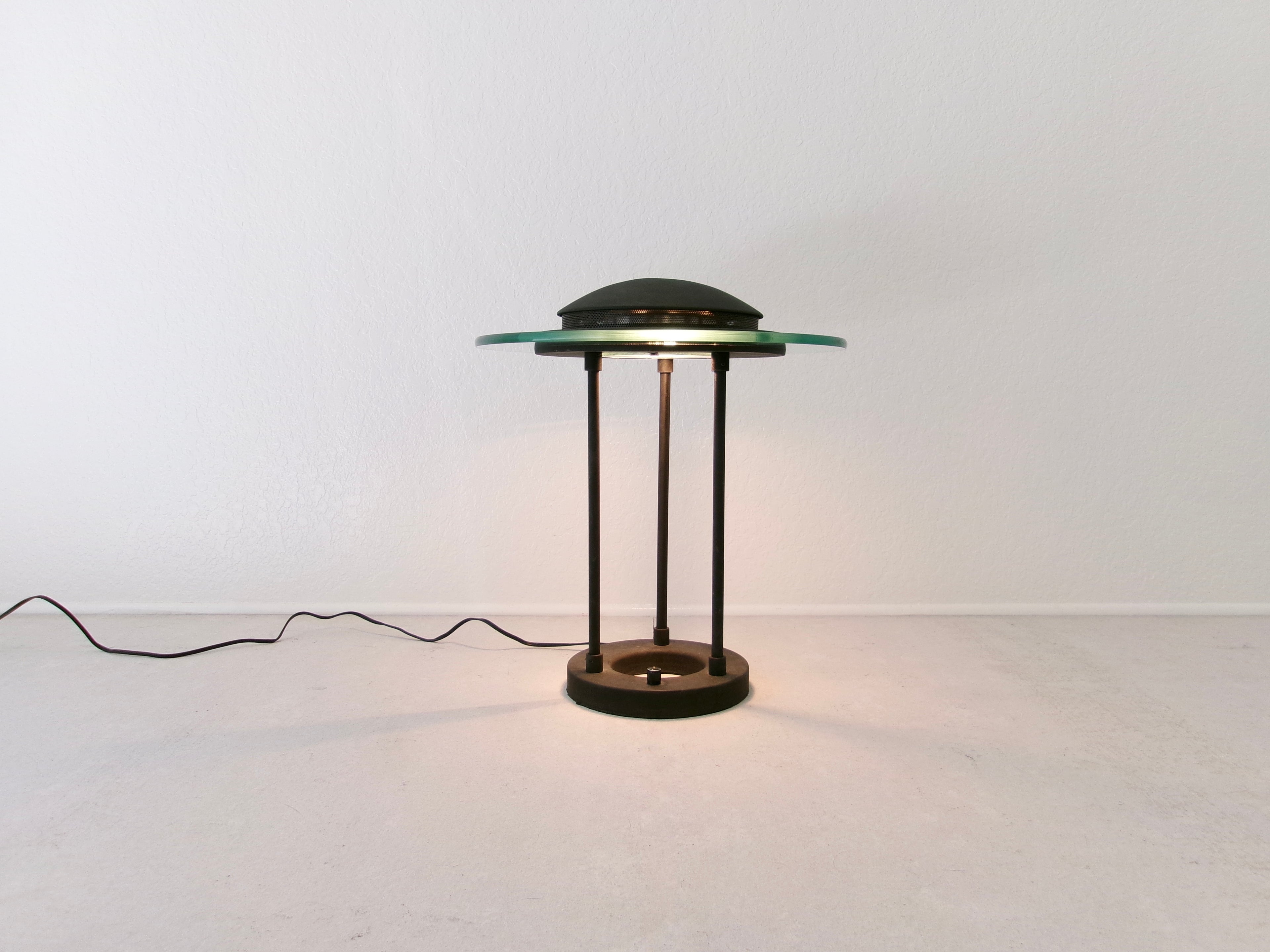 1980's Postmodern Robert Sonneman Saucer Table Lamp